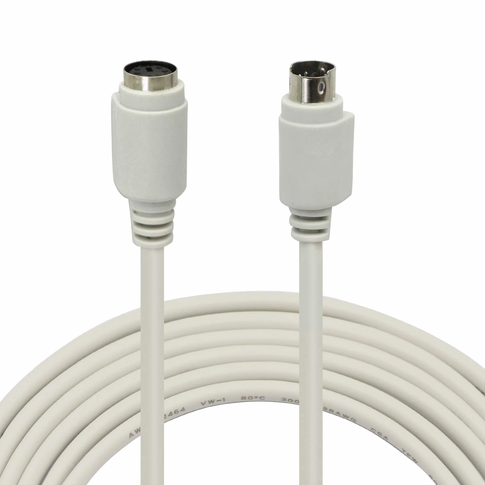 PS2 przedłużacz do myszy i klawiatury, 28AWG 6-pinowy wtyk, okrągła mysz, przedłużenie klawiatury (2,5 m)