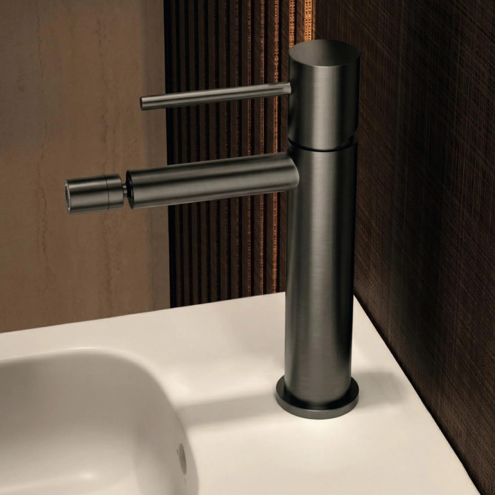 IMEX kran bidetowy, bateria bidetowa, bateria bidetowa, bateria bidetowa z mieszaczem ciepłej i zimnej wody, bateria Bidet, łatwa instalacja, seria Monza, kolor Black Gun Metal