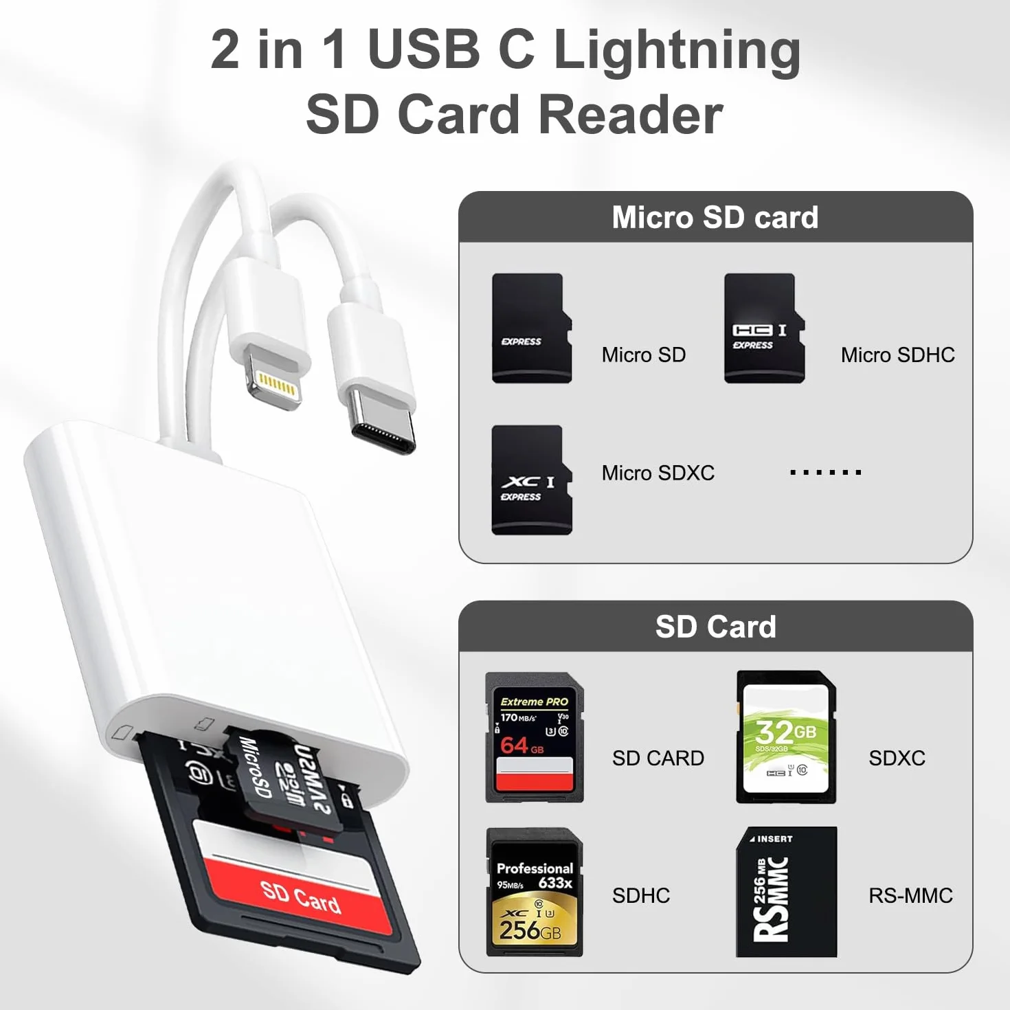 Czytnik kart SD USB C Lightning MicroSD SD OTG do iPhone iPad Android aparatu