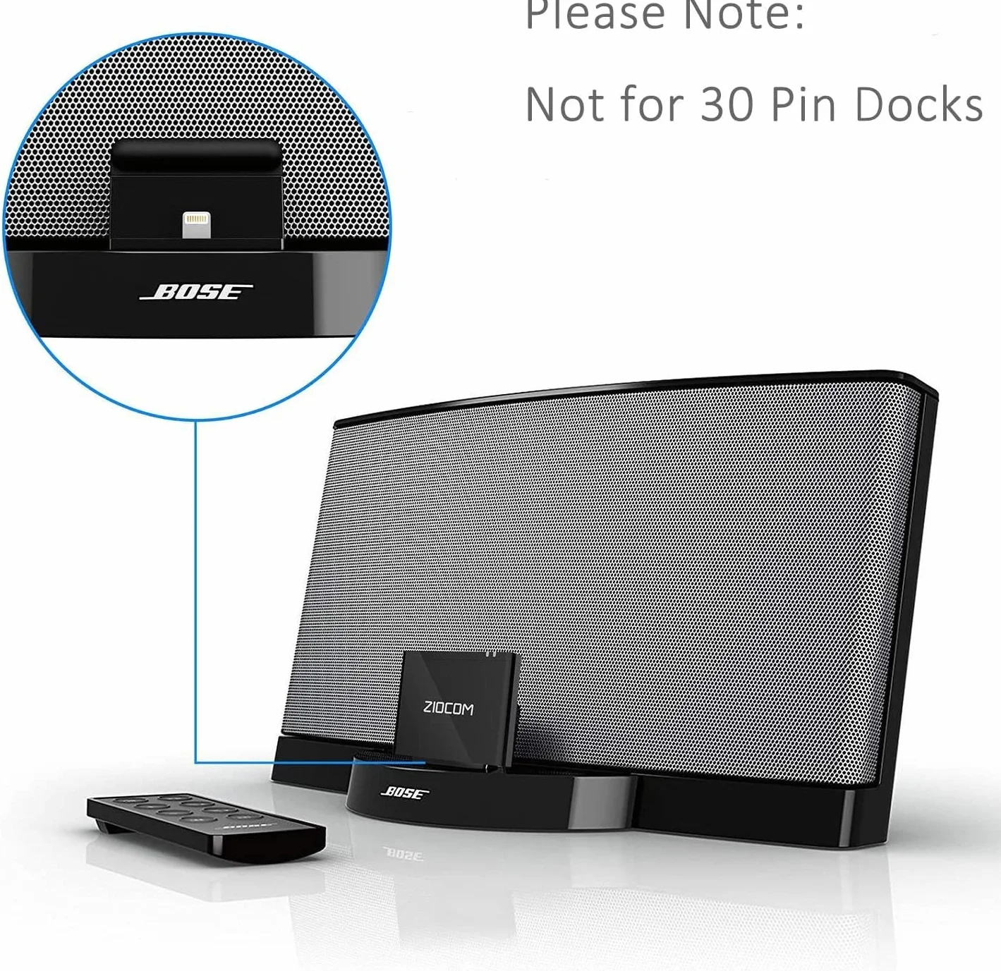 ZIOCOM 8-pinowy adapter Bluetooth do Bose Sounddock III, JBL MS302GM, Yamaha TSX-14, iHome IPL8BN