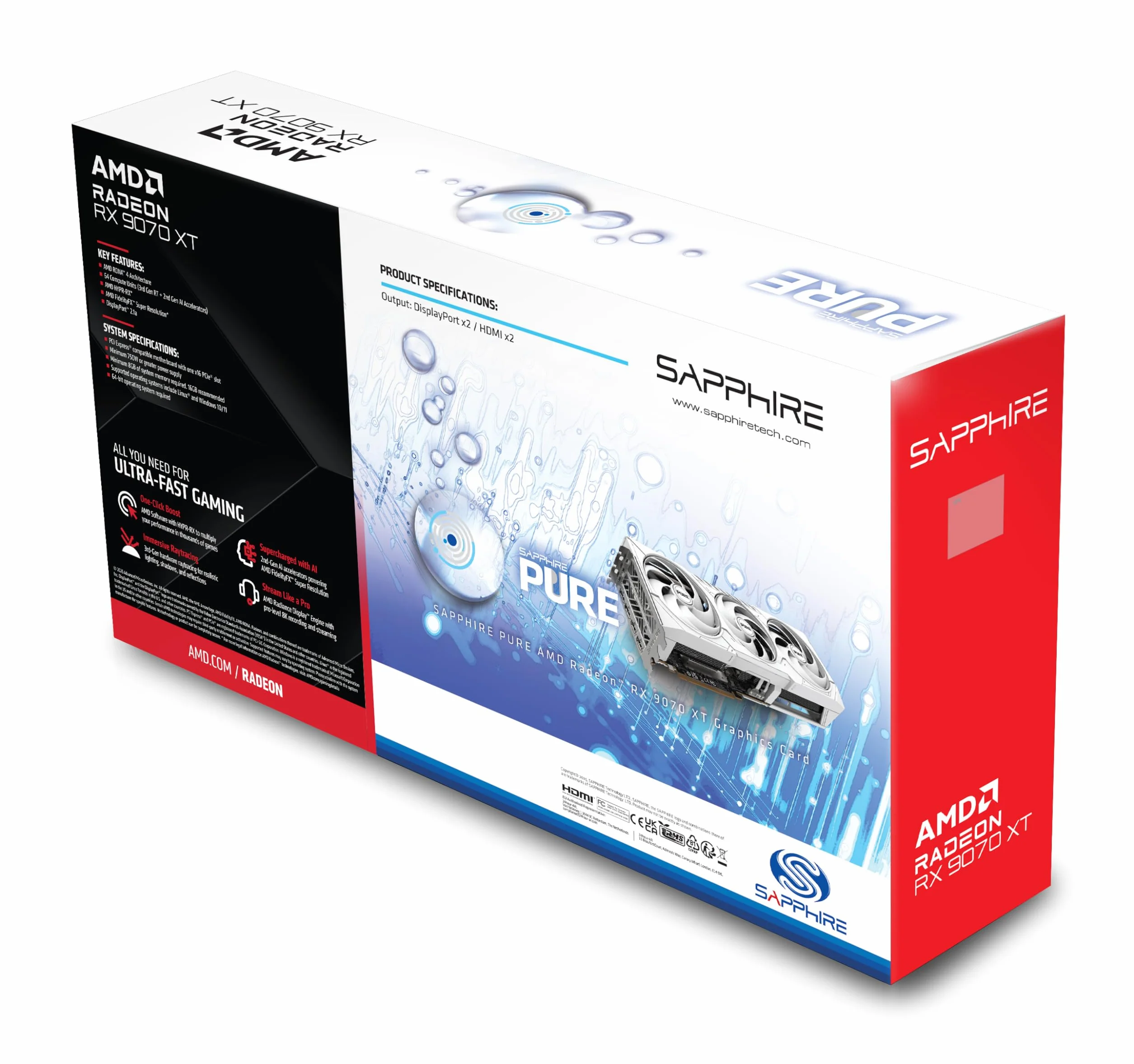 Sapphire PURE AMD RADEON RX 9070 XT GAMING OC 16GB DUAL HDMI/DP