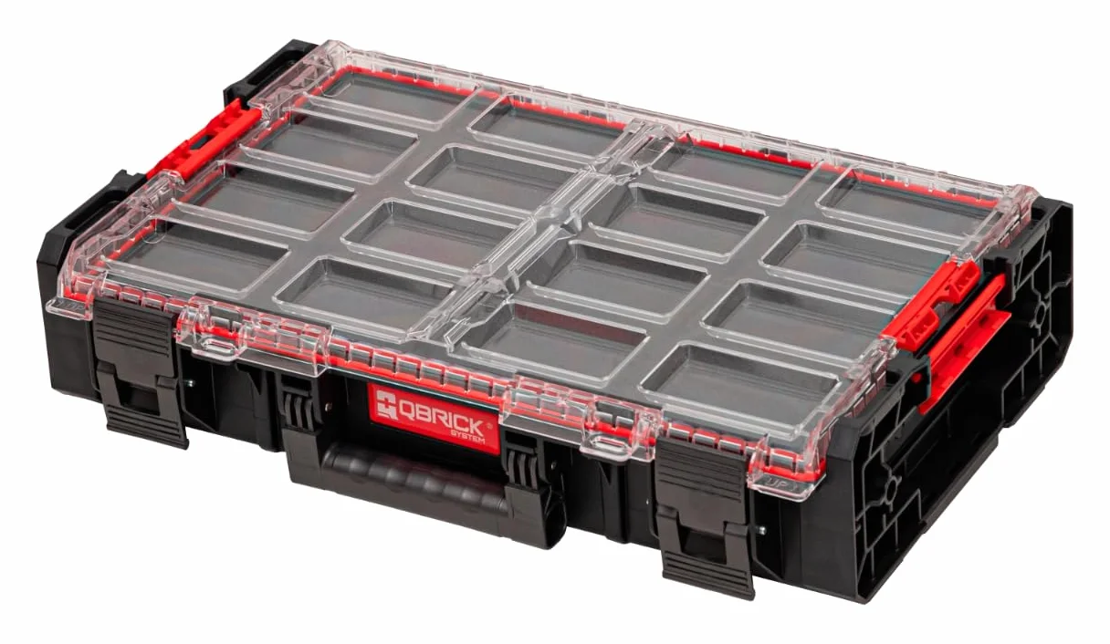 Qbrick Organizer System ONE XL 2,0 MFI czarny, w zestawie z wielowarstwowymi wkładkami piankowymi, organizer do przechowywania zestawu narzędzi i akcesoriów o dużej pojemności do przechowywania
