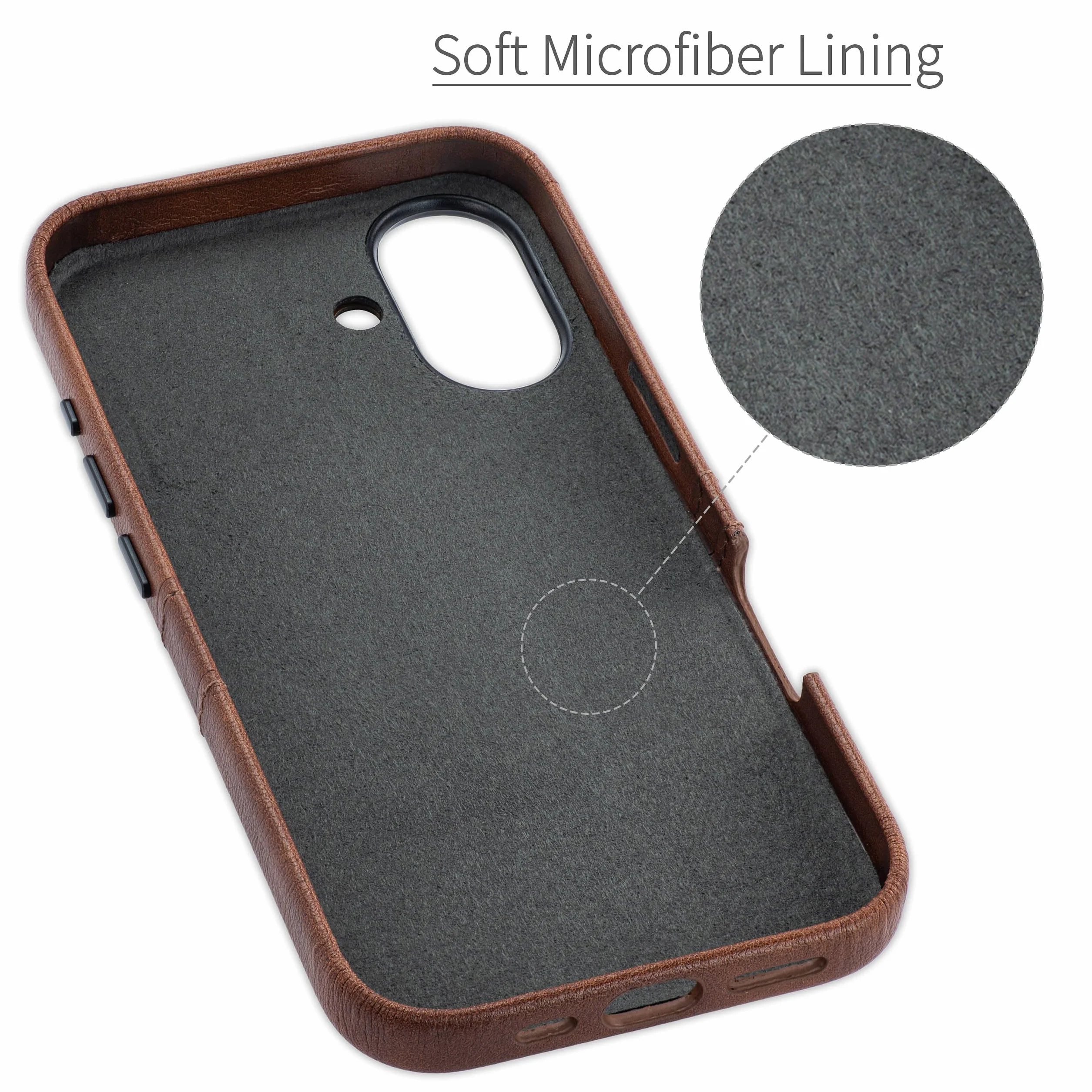 Dockem Etui na Karty V2 do iPhone 16 z Wycięciem na Kontrolę Aparatu, Wbudowaną Metalową Płytką i 2 Kieszonkami na Karty: M2 Exec Portfelowa Obudowa Premium ze Sztucznej Skóry (Brazowy)