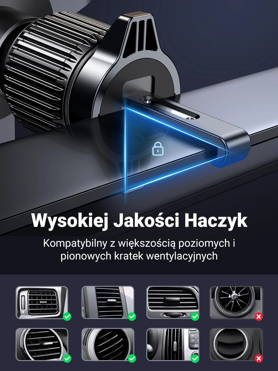 UGREEN Uchwyt Samochodowy na Telefon Kompatybilny z iPhone 14 13 12 Pro Max Galaxy S22 S21 S20 Huawei P30 P20