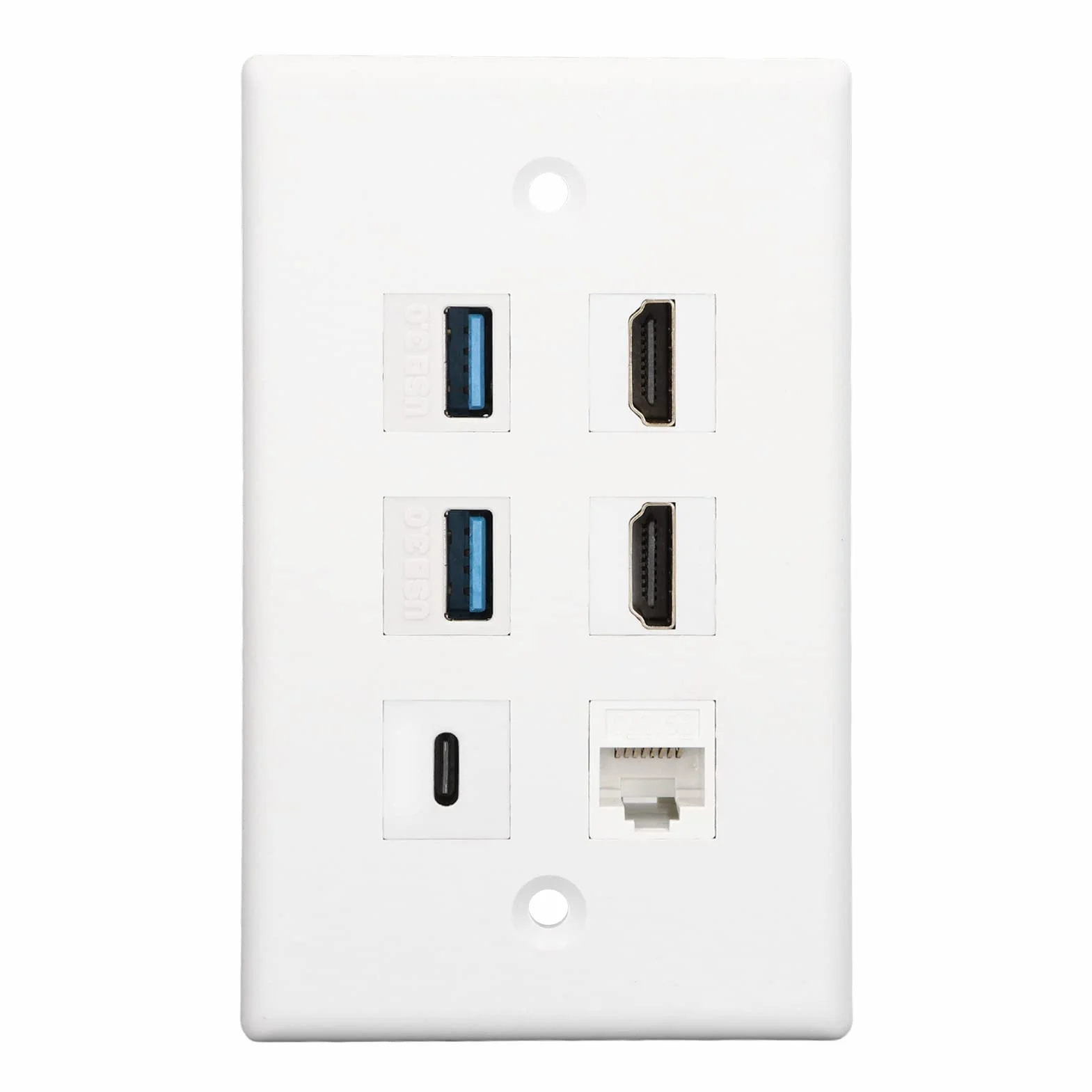 Bewinner 6-portowa płyta ścienna HDMI USB3.0 typ C RJ45 Cat6 Ethernet
