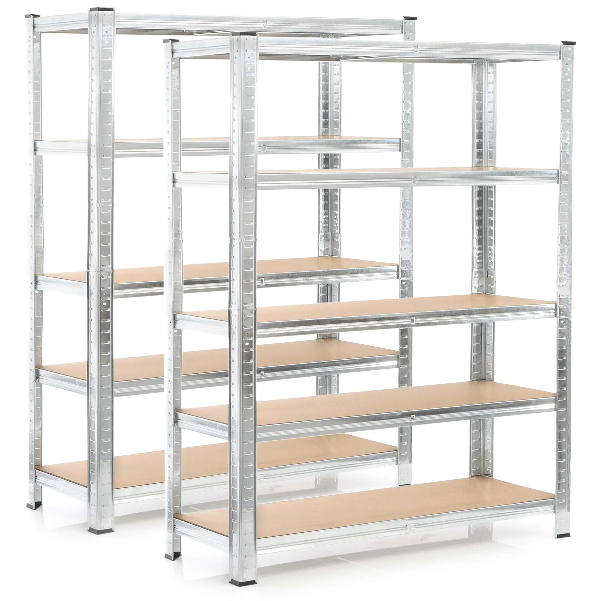 Wiltec 2x Regał magazynowy z ocynkowanej stali 120 x 40 x 180 cm, regał garażowy do 875 kg z montażem bez narzędzi, regał do piwnicy i magazynu