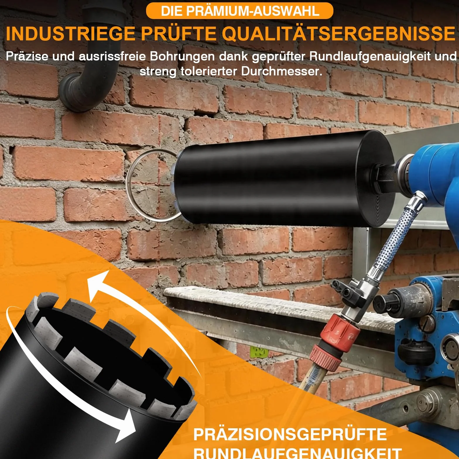 Diamentowa koronka wiertnicza Ø 120 mm z SDS Max, 1 ¼" diamentowa koronka wiertnicza, L 460 mm, pogłębiacz puszek koronka wiertnicza wiertło rdzeniowe wiertło do wiercenia na mokro/sucho, otwornica do