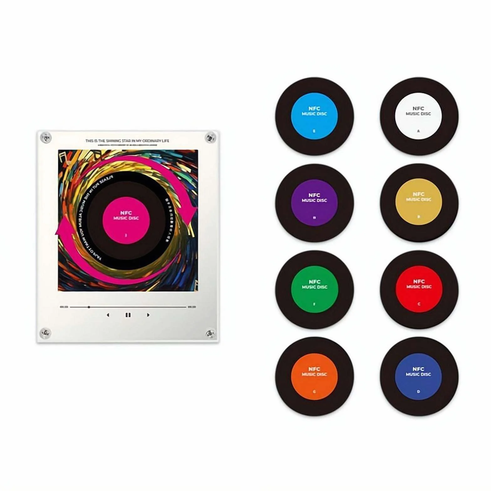 Przenośny odtwarzacz muzyczny z LED, 128 MB, 9 płyt NFC