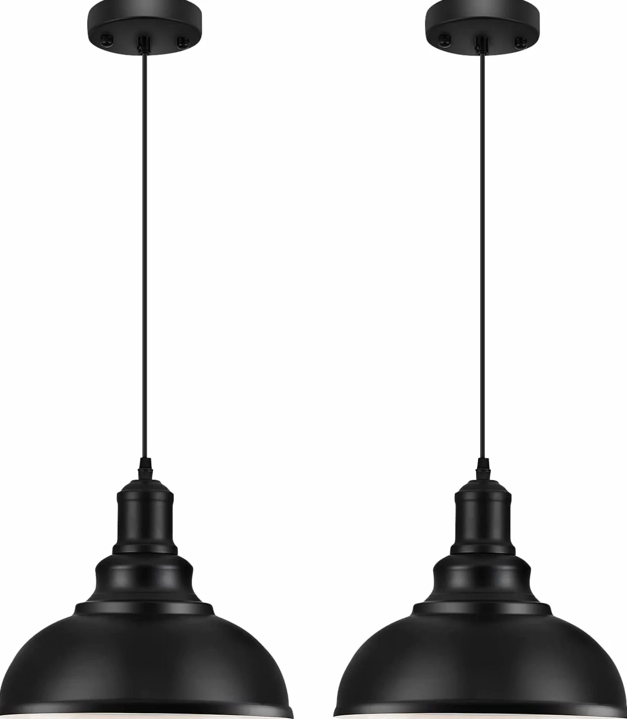 LOEHINLE 2 sztuki lamp wiszących, vintage industrialne oprawy, czarne metalowe lampy wiszące, lampa sufitowa do kuchni, wyspy domu, jadalni, sypialni, 29 cm