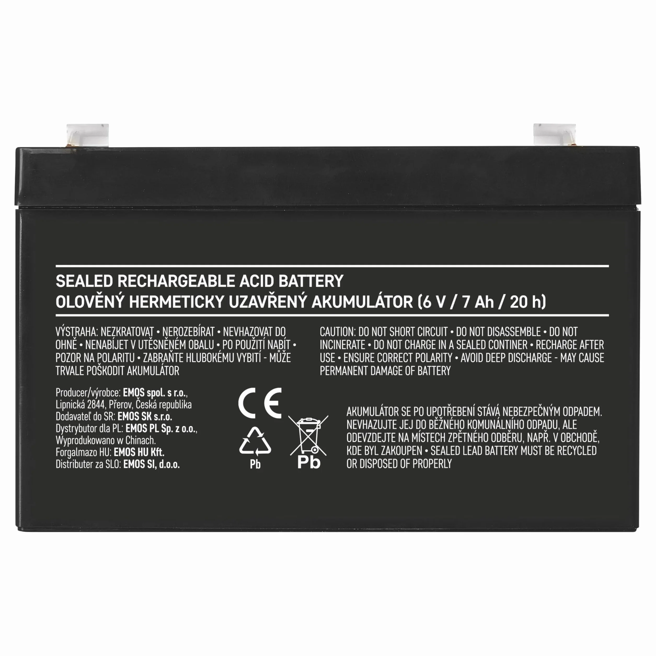 EMOS B9659 Akumulator ołowiowy 6V 7 Ah do systemów alarmowych UPS