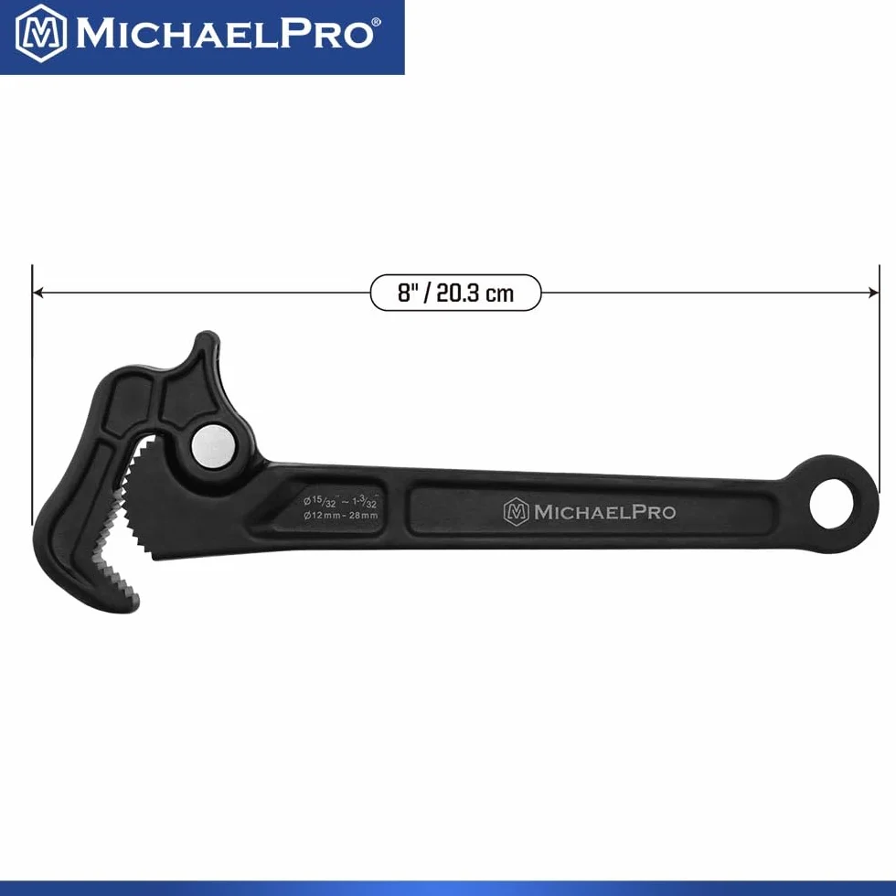MichaelPro Samoregulujący klucz do rur, 28-calowy klucz wielofunkcyjny, regulowany klucz hydrauliczny, średnica zacisku do 28 mm, klucz regulacyjny z głowicą obrotową