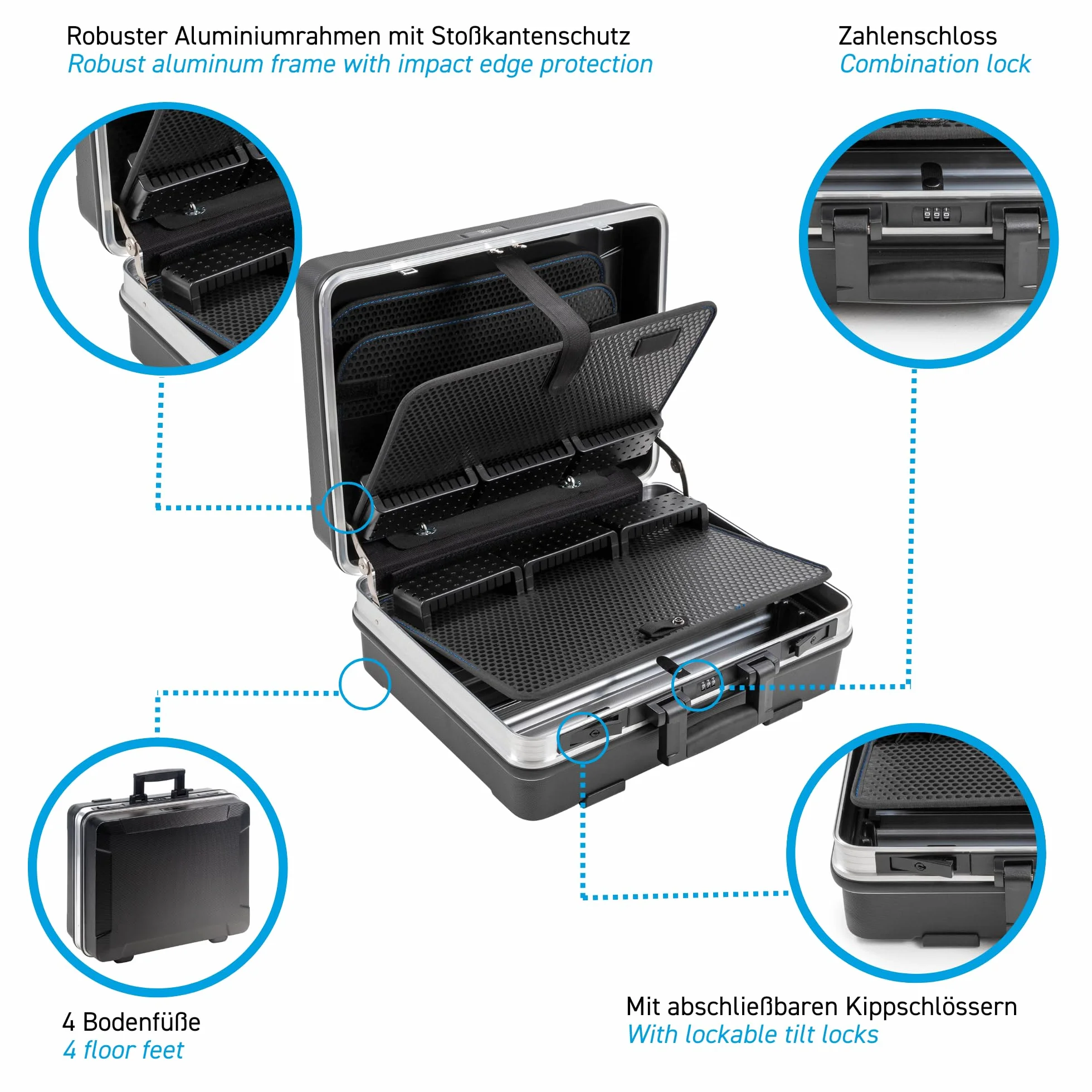 B&W FLEX walizka narzędziowa z systemem przechowywania narzędzi MODULE (obudowa ABS, pojemność 34,3 l, 47 x 36,5 x 20 cm wewnętrzna) 120,03/M, narzędzia nie wchodzą w zakres dostawy
