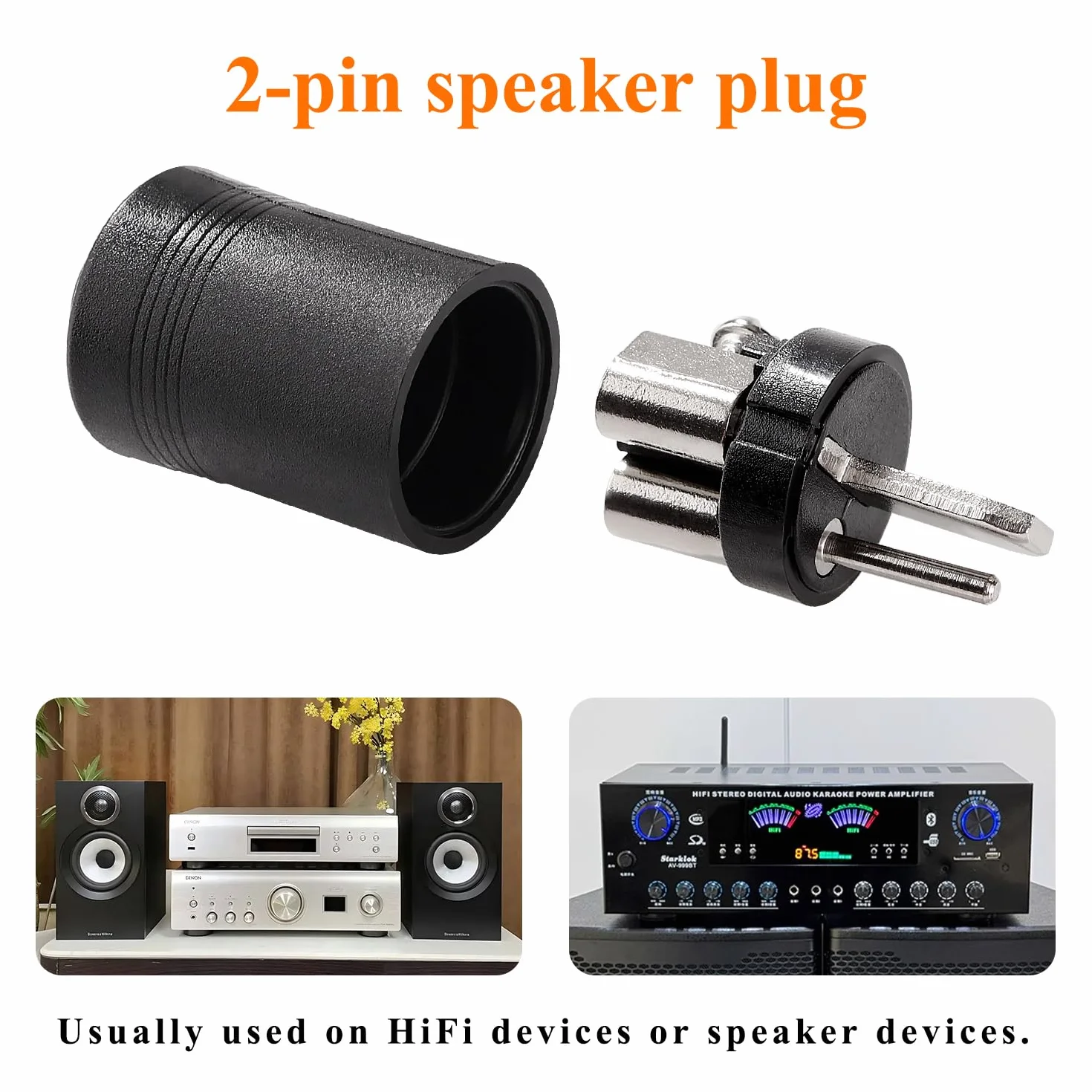 2-Pinowe Wtyczki Głośnikowe DIN Złącze Kabla Głośnikowego HiFi ze Złączem Śrubowym 10 Sztuk