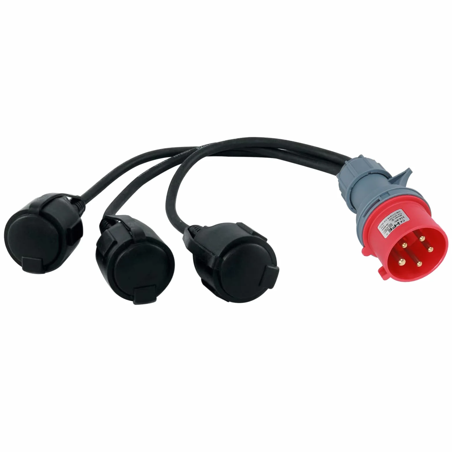 Adapter CEE rozdzielacz prądu 400 V 16 A wtyczka na 3 x 230 V złącze - H05RR-F 3 x 1,5 mm