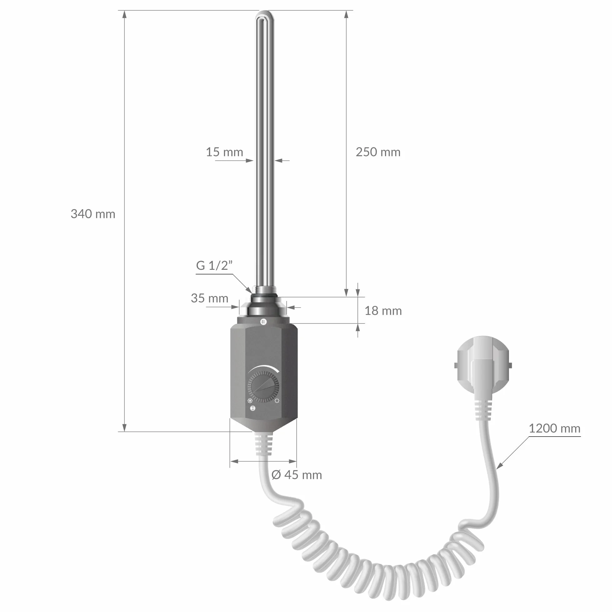 ECD Germany Grzejnik lazienkowy elektryczny 400 x 800 mm antracyt prosty z podlaczeniem bocznym z pretem grzejnym 300W chrom - ogrzewanie grzejnikowe podgrzewacz do reczników suszarka do reczników