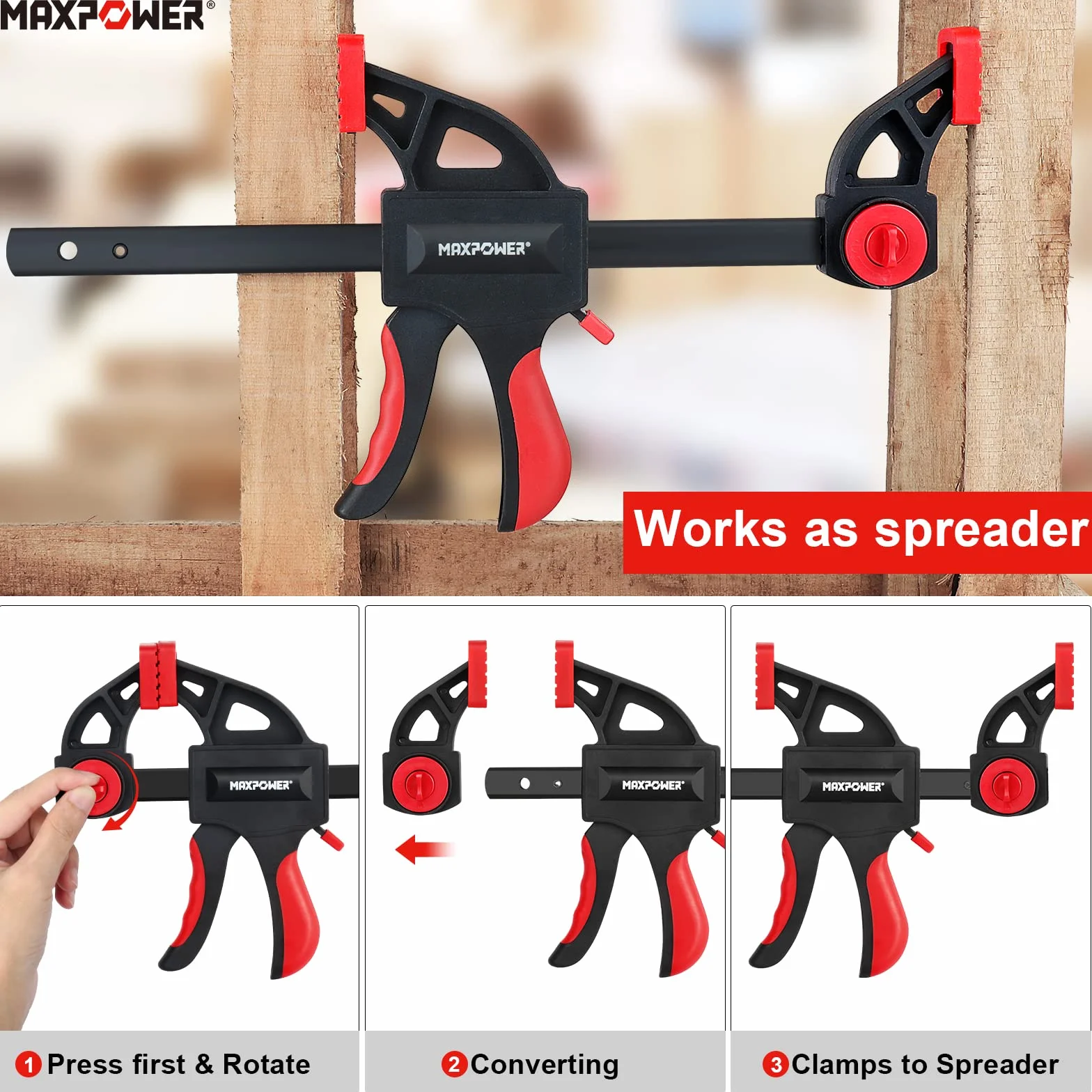 MAXPOWER Zestaw 6 zacisków szybkomocujących 150 mm/300 mm/600 mm do modelarstwa, piękna jakość