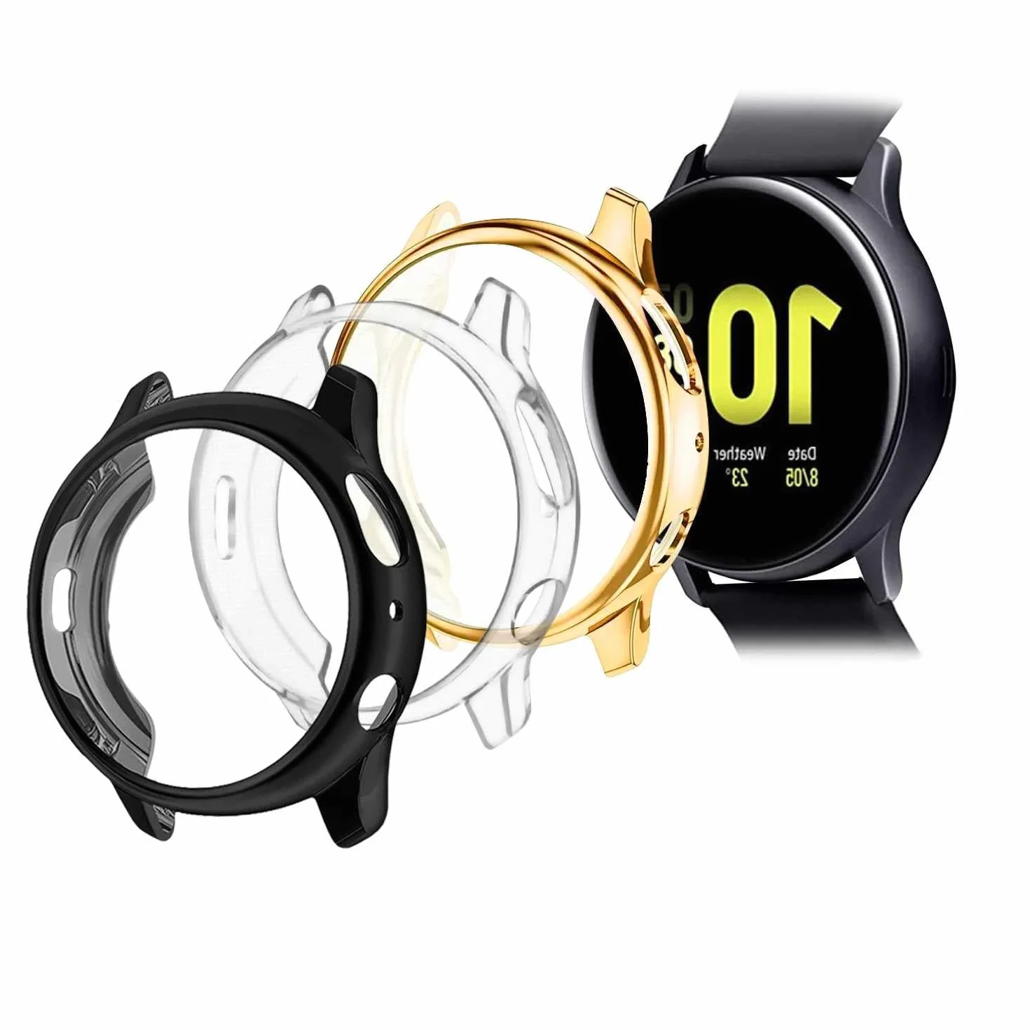 Etui ochronne TPU Samsung Galaxy Watch Active 2 40 mm OcioDual 3-pak czarno-złoty przezroczyste