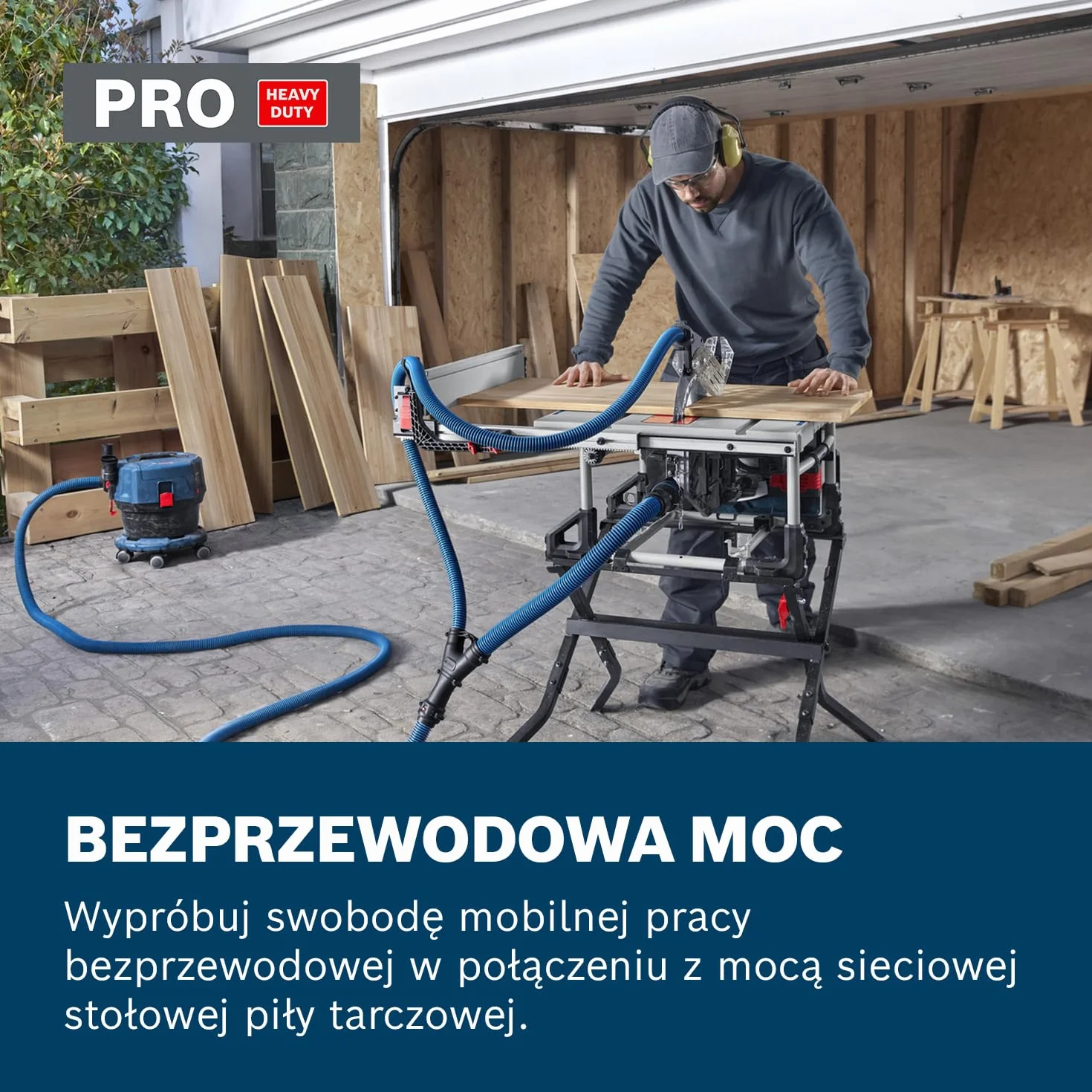 Bosch Professional 18V System Akumulatorowa stołowa piła tarczowa GTS 18V-70 (tarcza pilarska Optiline Wood, prowadnica kątowa, drążek prowadzący, klucz oczkowy, pokrywa ochronna, 2 adaptery)