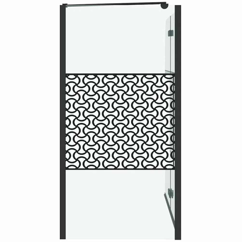 Kabina prysznicowa czarna ze szkła bezpiecznego i aluminium, 120 x 67 x 129 cm, składana ścianka prysznicowa z funkcją obracania, zabezpieczona przed pryskającą wodą kabina prysznicowa do wanny