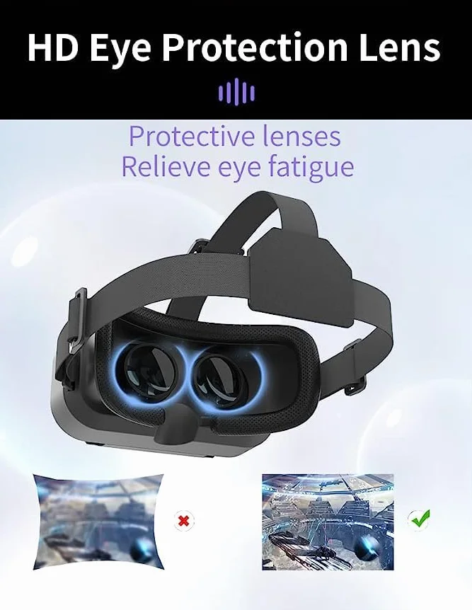 Okulary VR do telefonu komórkowego z pilotem zdalnego sterowania, 3D VR, okulary do wirtualnej rzeczywistości, do komputerów stacjonarnych, ochrona przed niebieskim światłem, pasuje do iPhone i