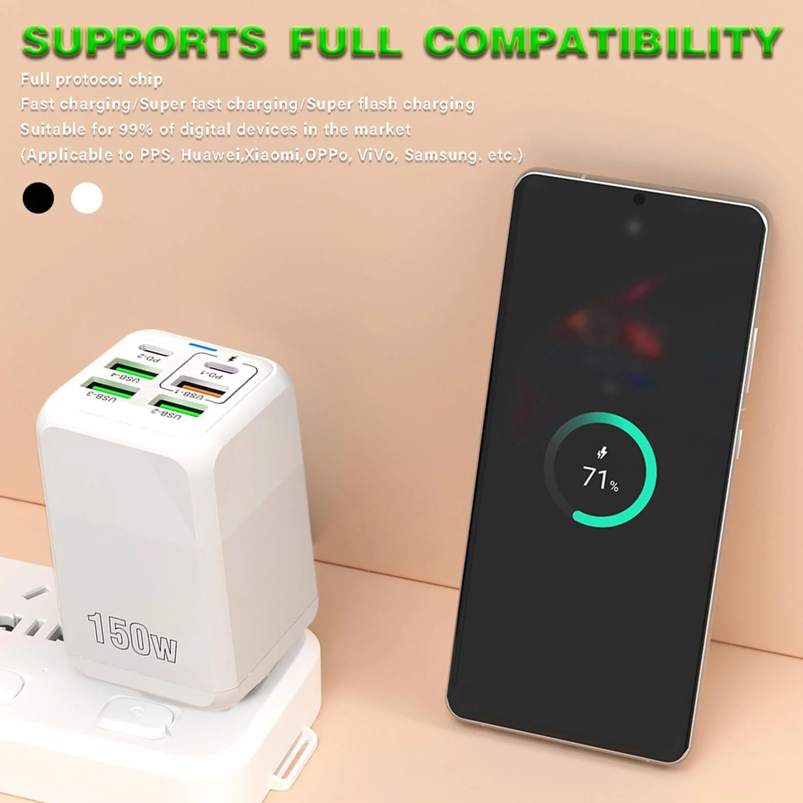 Adapter kostkowy USB 150 W szybkie ładowanie koncentrator MultiUSB