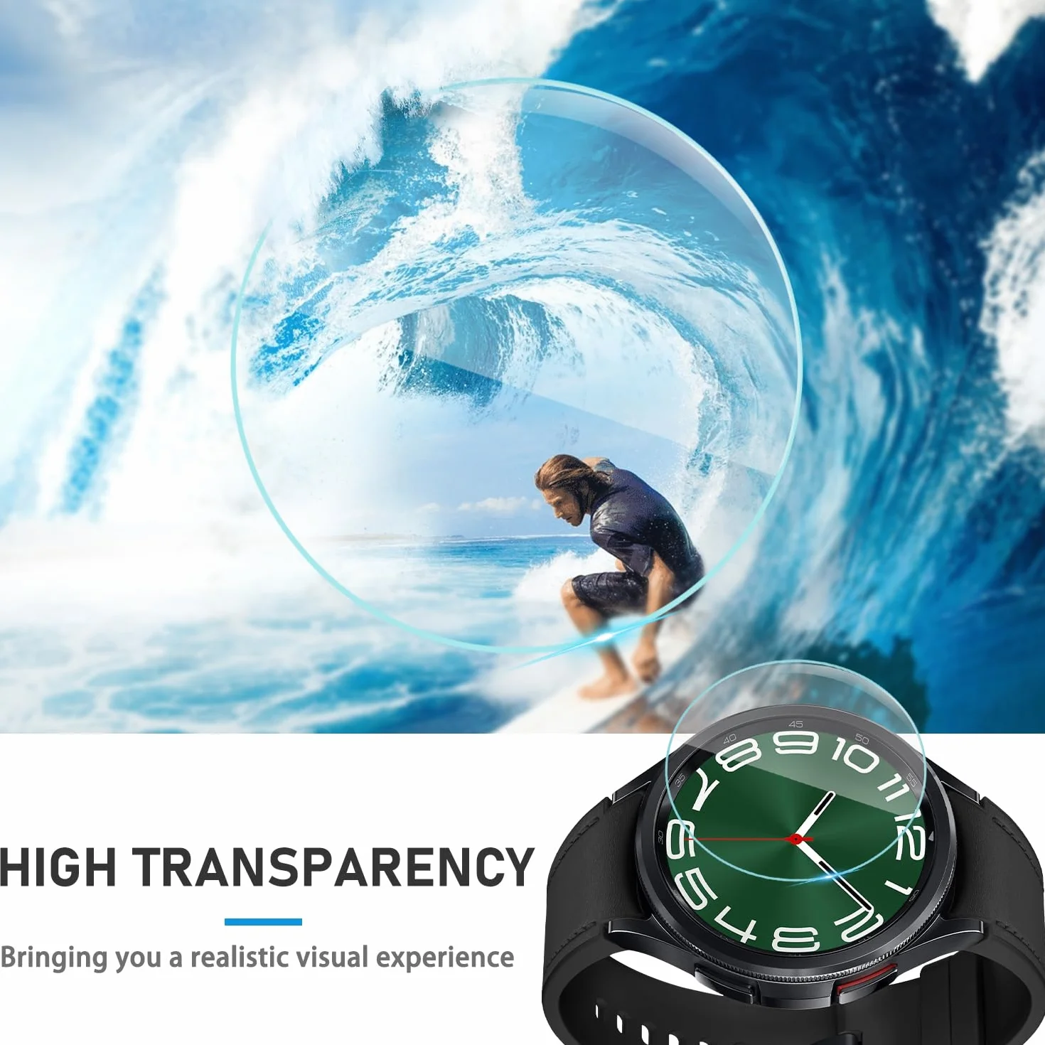 Diruite 4 Sztuki Ochraniacz Ekranu do Samsung Galaxy Watch 6 Classic 47mm,HD Szkło Hartowane Folia Ochronna do Samsung Galaxy Watch 6 Classic 47mm Smartwatch[Anti-scratch]