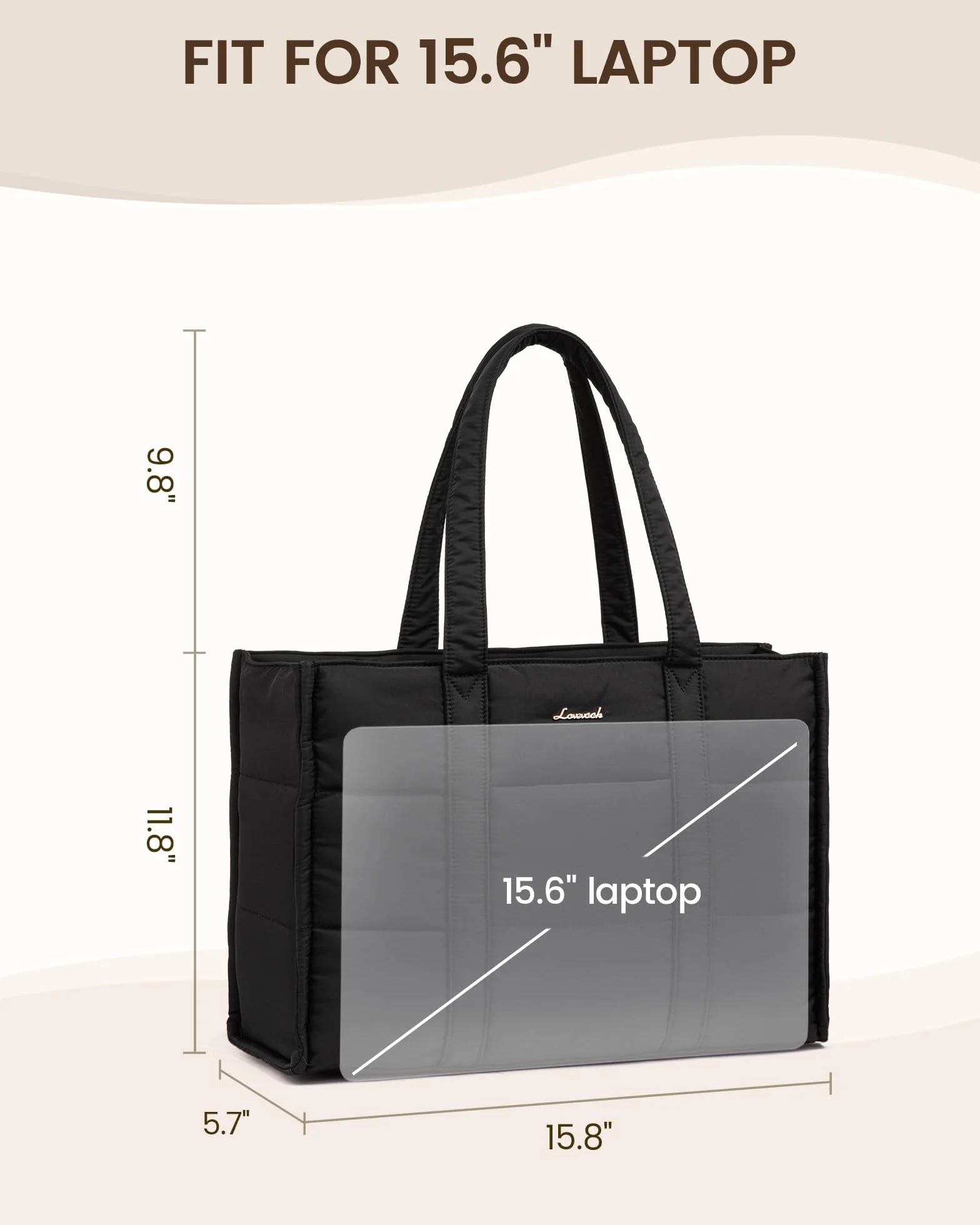 LOVEVOOK Damska torba na laptopa, torba na ramię do biznesu i na uczelnię
