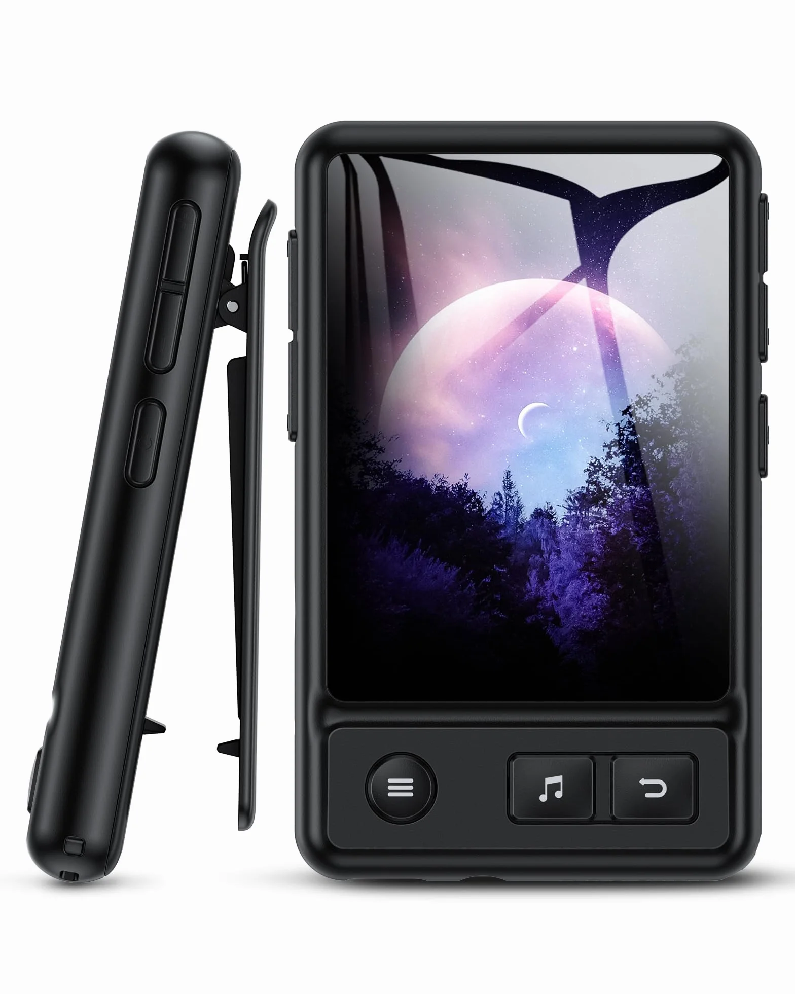 AGPTEK Odtwarzacz MP3 Bluetooth 5.3, 32 GB, ekran dotykowy, sportowy kolorowy ekran TFT 2,4", obsługuje karty TF do 128 GB, odtwarzacz z klipsem, wbudowany głośnik, radio FM, e-book, dźwięk HiFi,