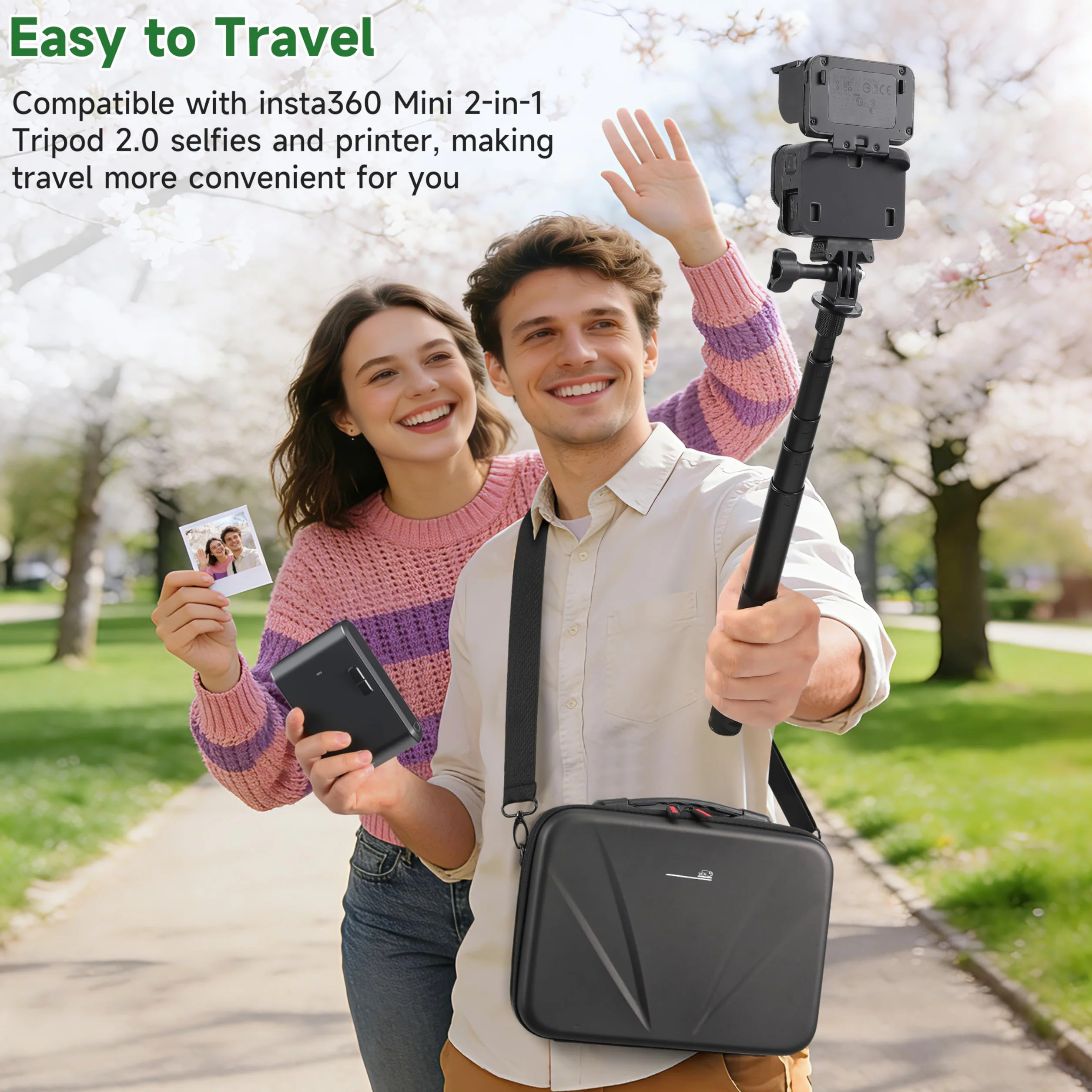 Etui na Insta360 ACE Pro/Ace Pro 2 Xplorer Grip Pro Flash Print Bundle Case Hard Storage torba podróżna rozszerzenie klatka statyw 2 w 1 114 cm kijek do selfie