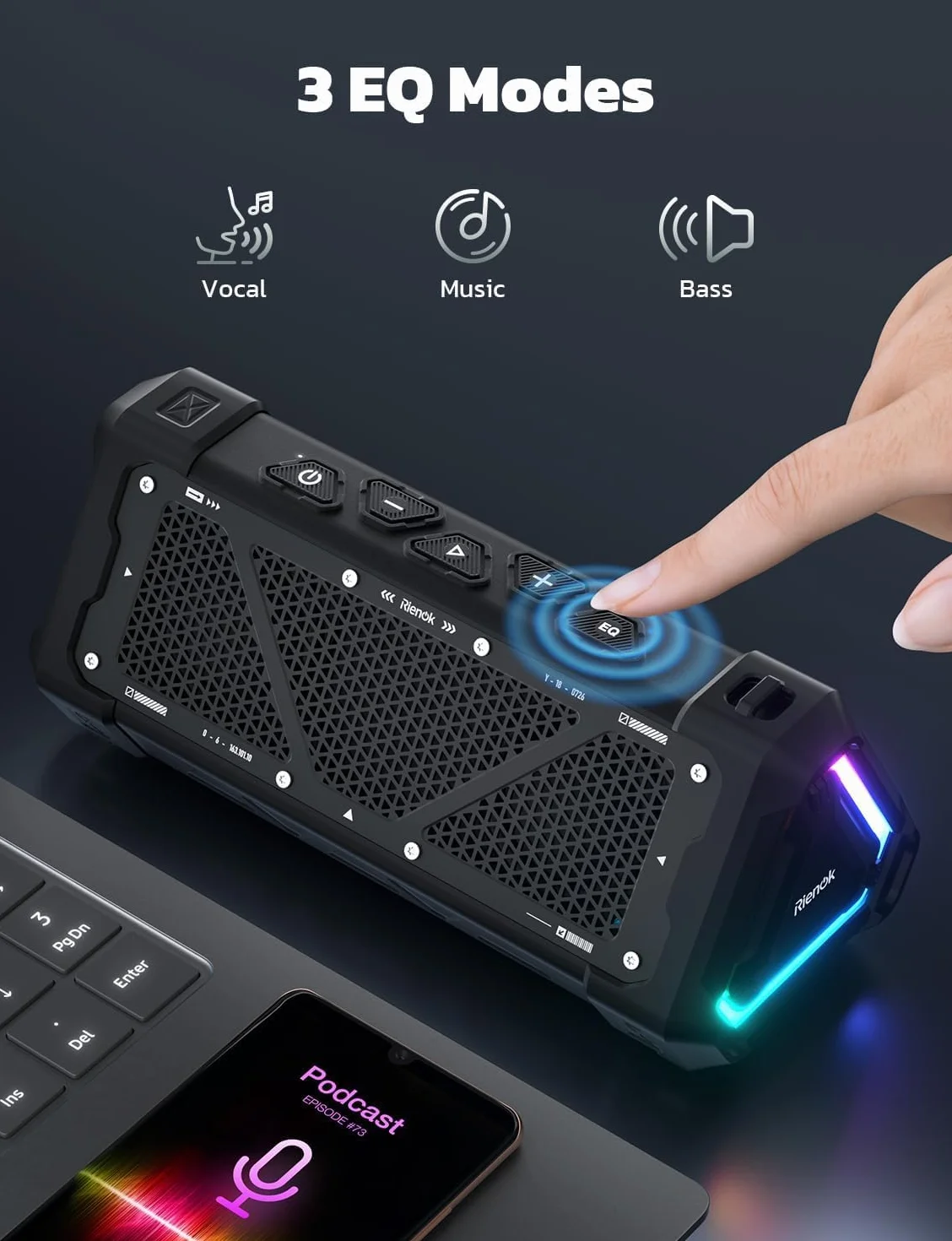 Głośnik Bluetooth 30 W przenośny wodoodporny IPX7 basowy ze światłem LED 24 godziny odtwarzania