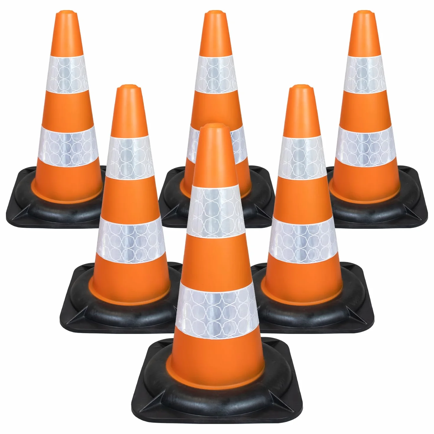 Słupki Drogowe Odblaskowe - Najwyższej Jakości Plastikowe Pachołki Drogowe 46cm - Stabilne Pachołki Ostrzegawcze - Zestaw 6 szt. - Produkt z U.K