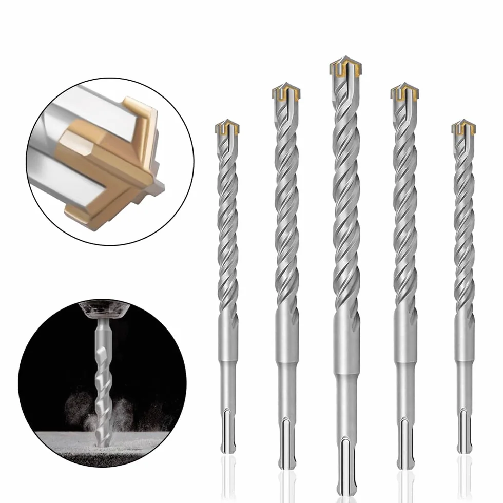 Zestaw wiertła obrotowego SDS Plus， Wiertło do muru SDS Plus, udarowe z końcówką krzyżową TC, 6-12x110-210 mm betonowy kamień ścienny z cegły | 10mm,110mm
