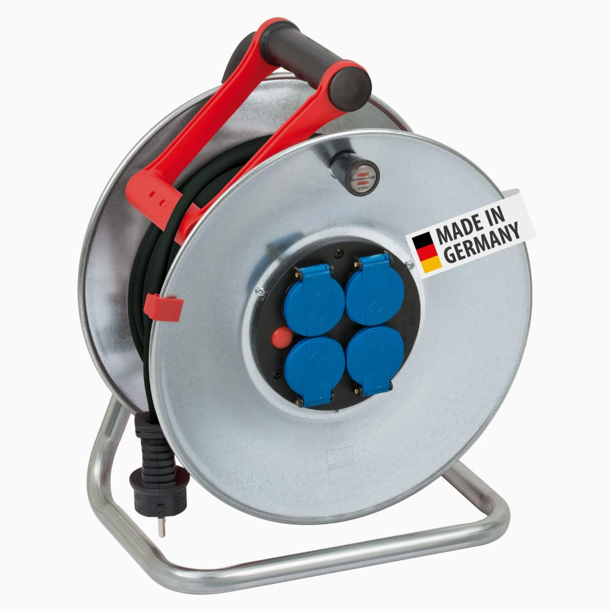 Brennenstuhl Garant S IP44 przedluzacz bebnow 25m (z blachy stalowej, do stalego uzytku na zewnatrz, Made in Germany) srebrny