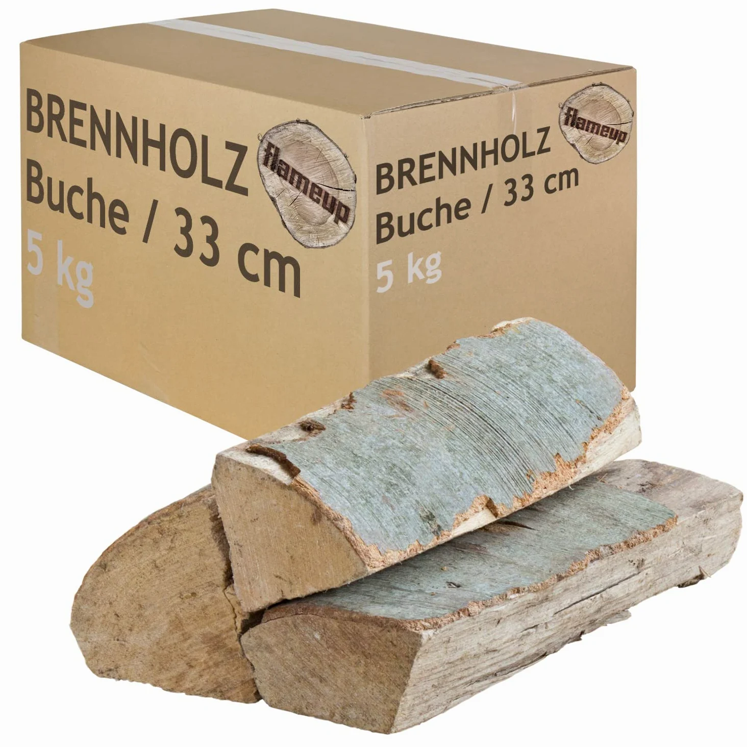 Drewno opałowe, bukowe drewno kominkowe, 33 cm, do pieców i kominków, pieców kominkowych, grilla, palenisk, kłody bukowego drewna opałowego Flameup, ilość: 60 kg