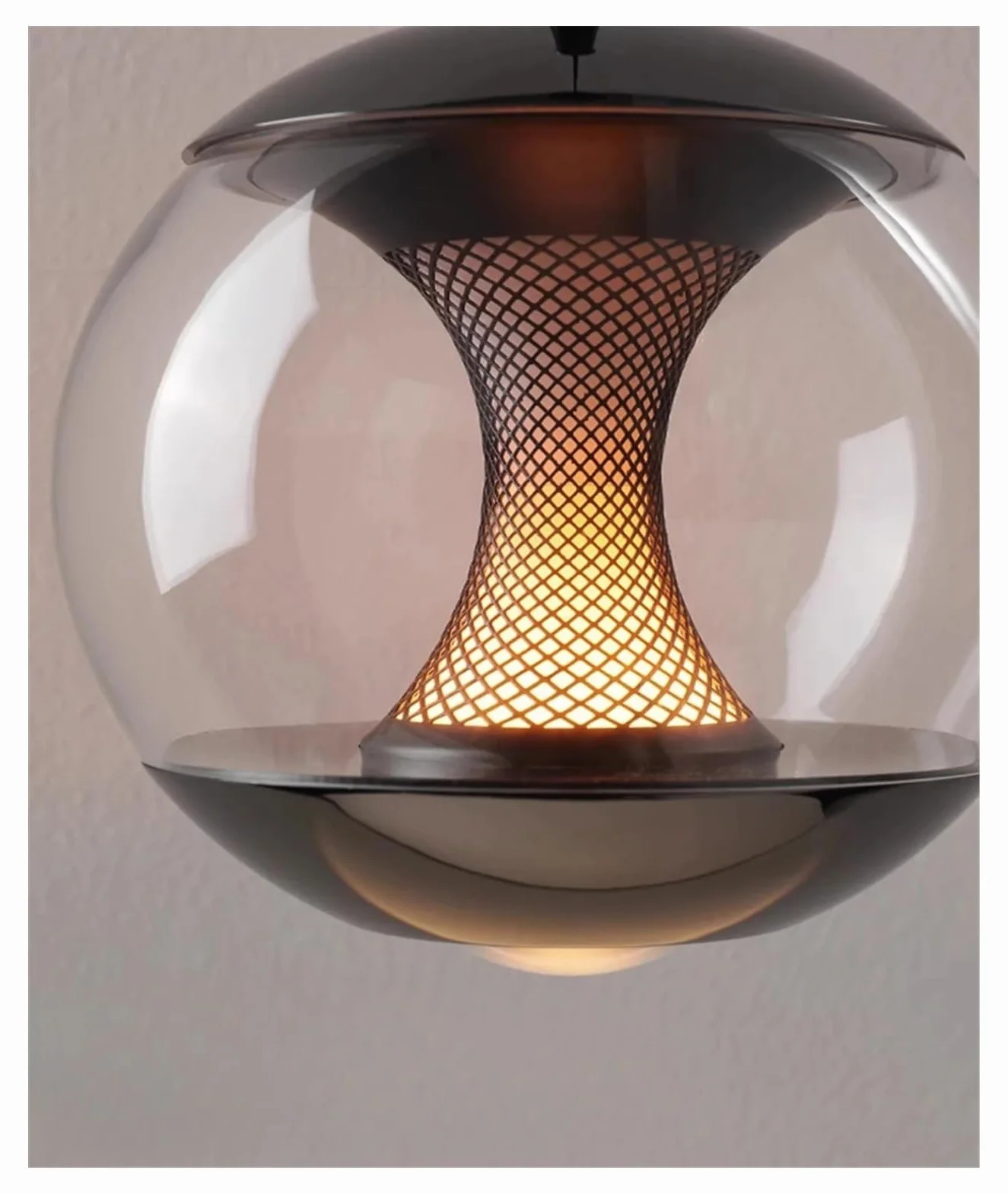 Lampa wisząca do sypialni, ze szklanym przewodem, regulowana i wisząca, idealna również jako lampa biurkowa do gabinetu, baru, blatu lub wyspy (podnoszona, z 3 trybami