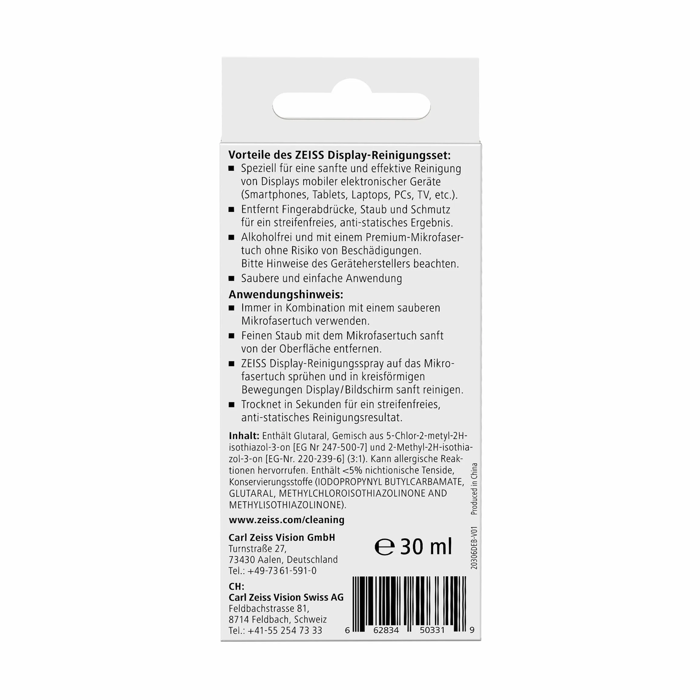 ZEISS Spray do czyszczenia wyświetlacza 30 ml ze ściereczką z mikrofibry antystatyczny