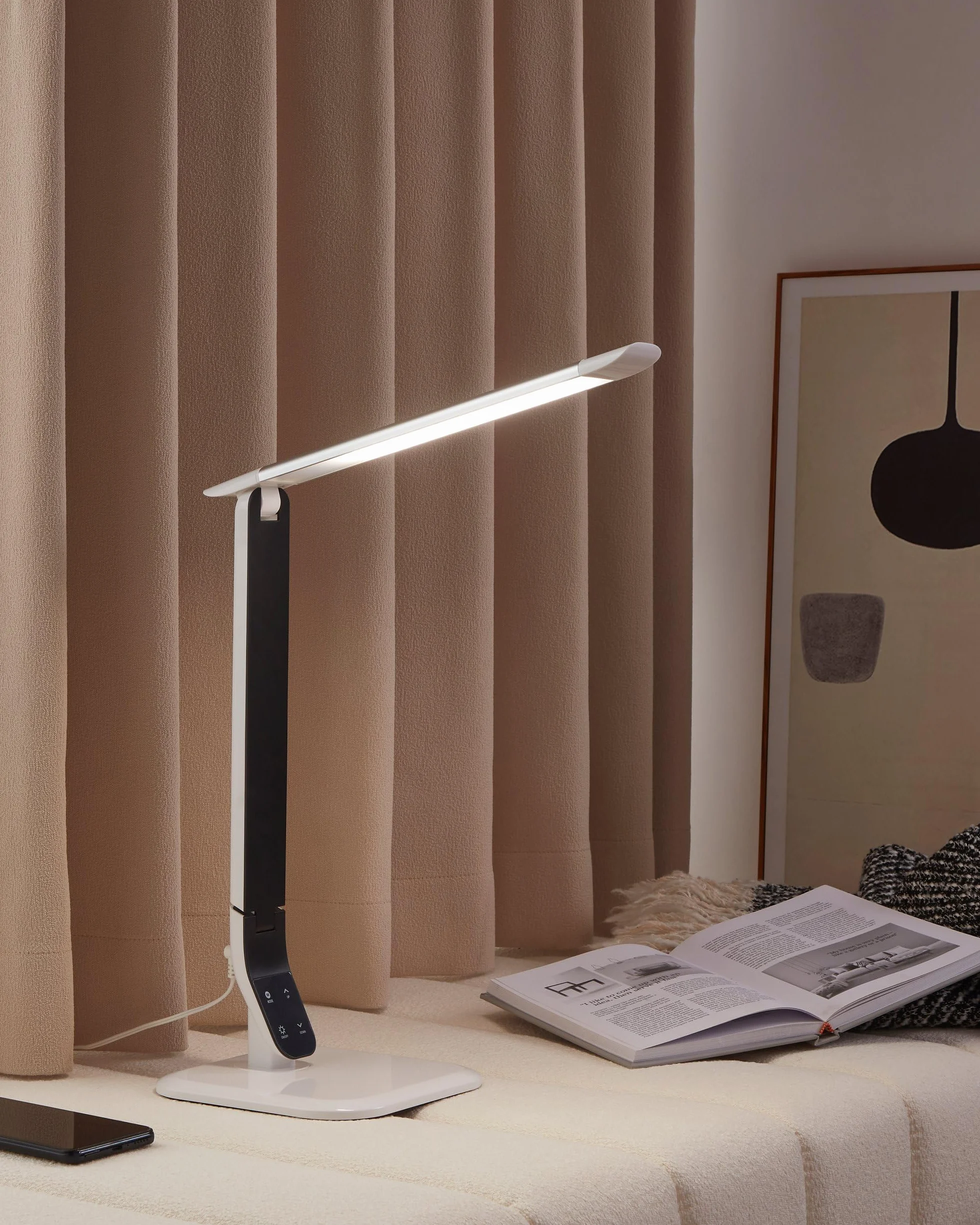 EGLO Lampa stołowa LED Sellano, 1-płomienna z dotykiem | zmiana barwy światła (ciepła, neutralna, zimna), ściemnialna, biurkowa z tworzywa i stali, biała, czarna