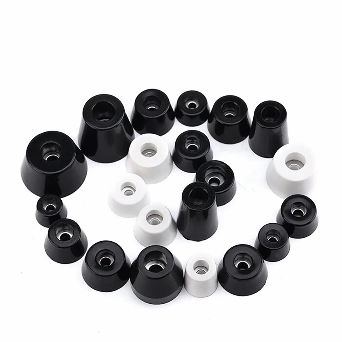 Antypoślizgowe czarne gumowe nakładki na nogi krzesła, pyłoszczelne stopki do mebli, kształt stożka, 20 x 16 x 20 mm, zestaw 5 sztuk, pasują do 11 x 9 mm do 50 x 40 mm, trwała ochrona podłóg