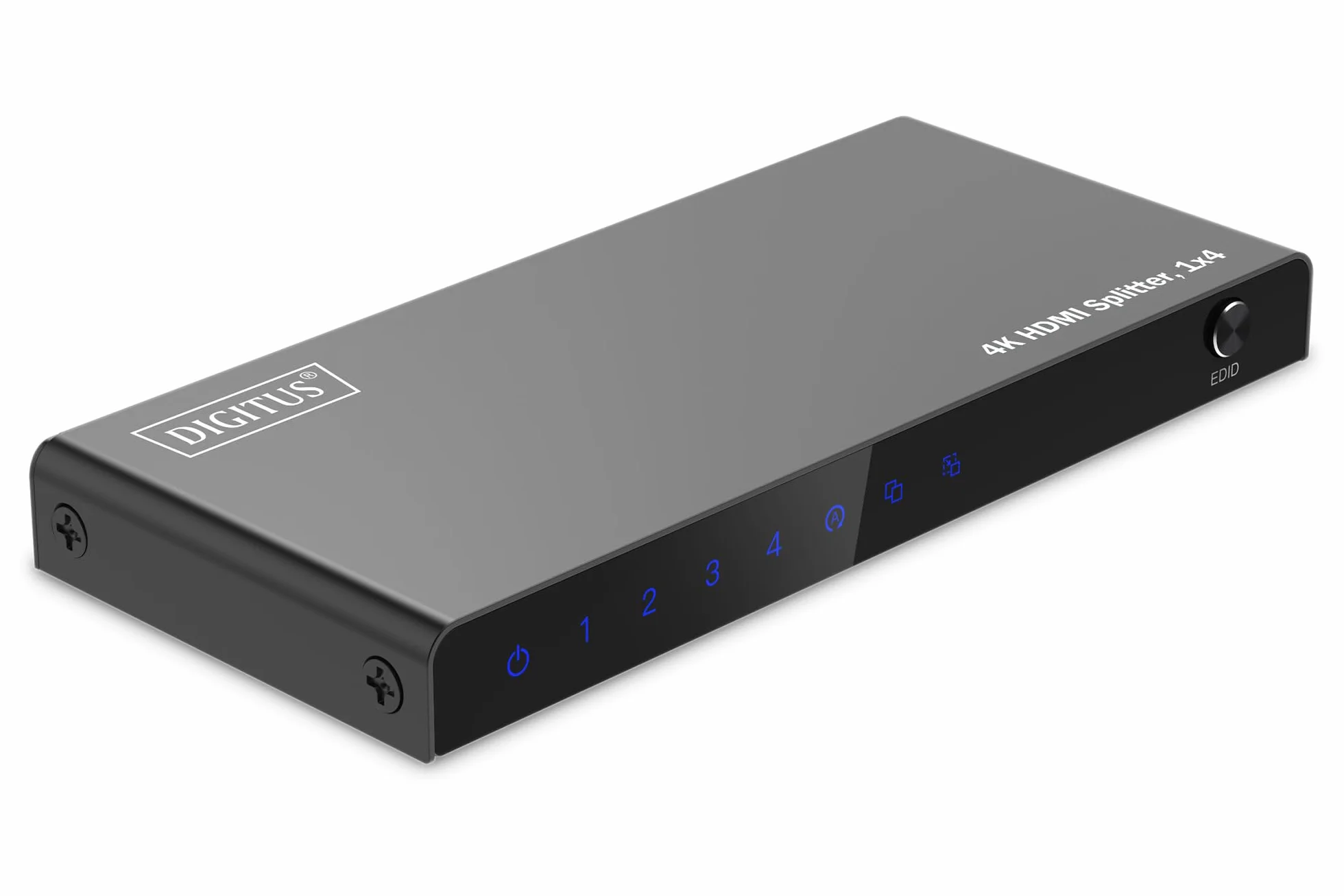 DIGITUS DS-55337 Rozdzielacz HDMI 1x4 - Wejście: 1-port/Wyjście: 4-port - UHD 4K/60 Hz HDTV: 3840 x 2160p - HDCP 2.2 - HDR, Deep Colour, przełącznik EDID, DTS, Dolby Digital, LPCM