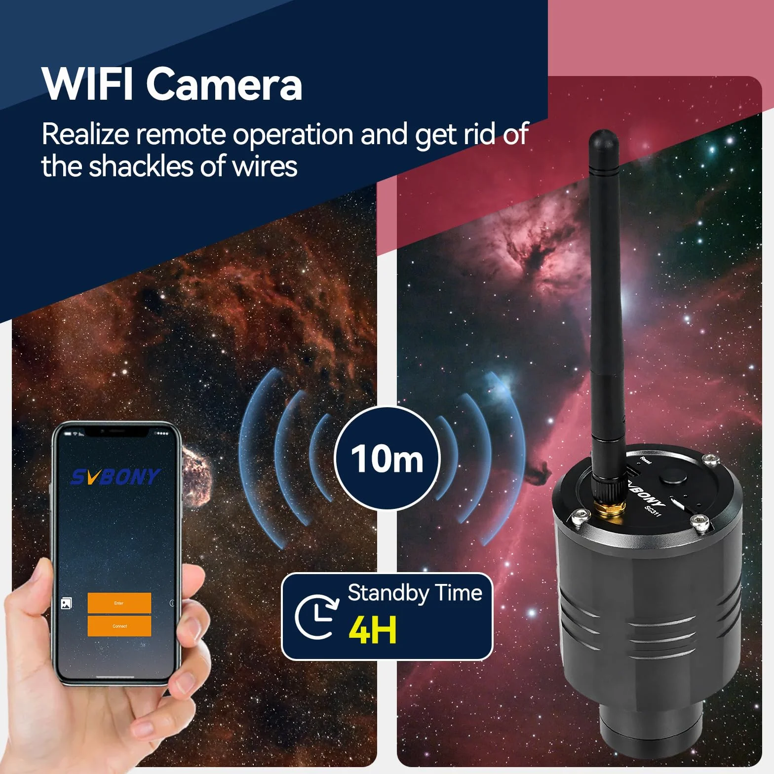 Svbony SC311 Teleskop WiFi Kamera Astronomiczna, 4 Punktowe Połączenie Okulary Teleskopowe z Kolorowym Czujnikiem CMOS IMX662, Okular Elektroniczny z Kartą TF 32GB do Fotografii EAA i Planetarnej