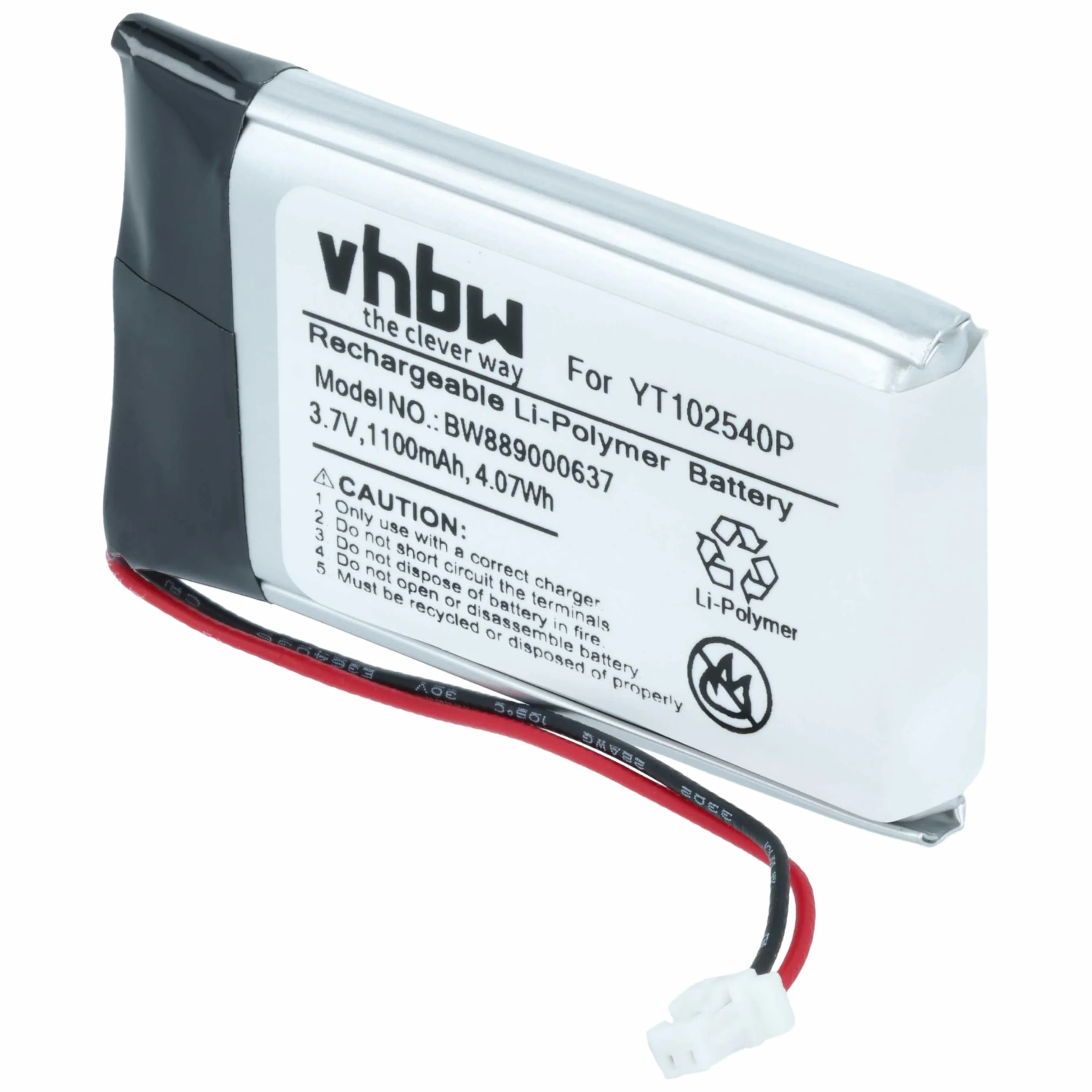 vhbw bateria zastępcza Sena YT102540P 1100mAh 3,7V Li-Poly do słuchawek bezprzewodowych