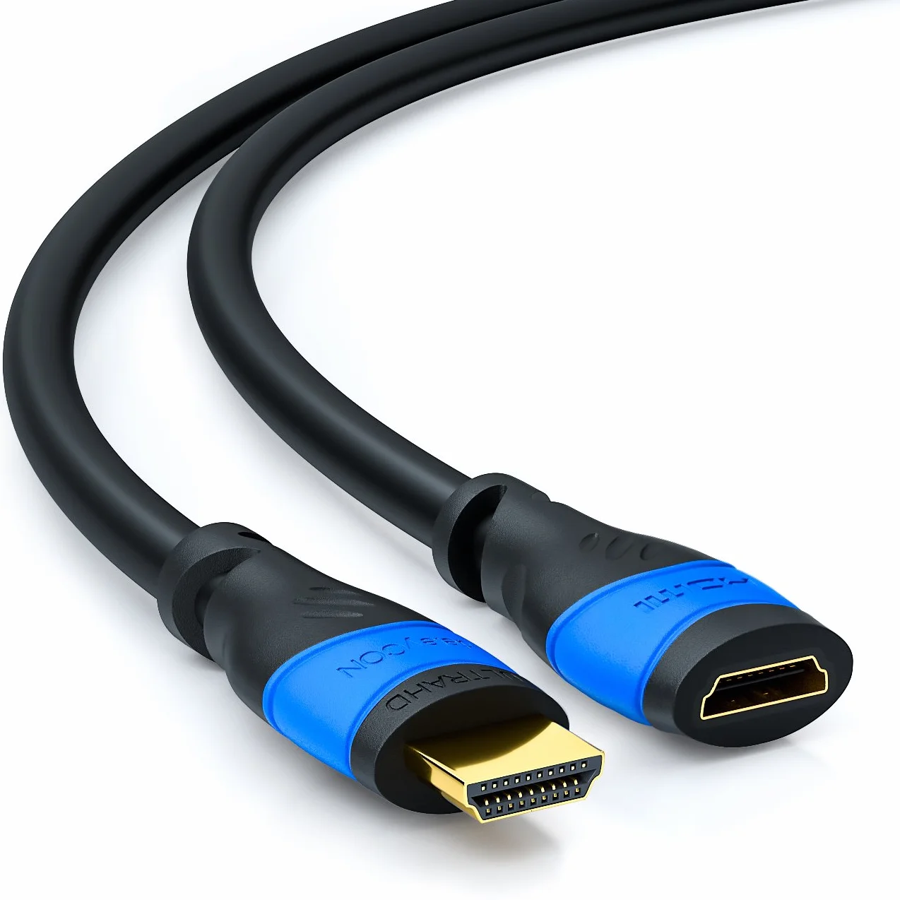 deleyCON 1m Przedłużacz HDMI 2.0a/b/1.4a UHD 4K HDR Czarno-niebieski