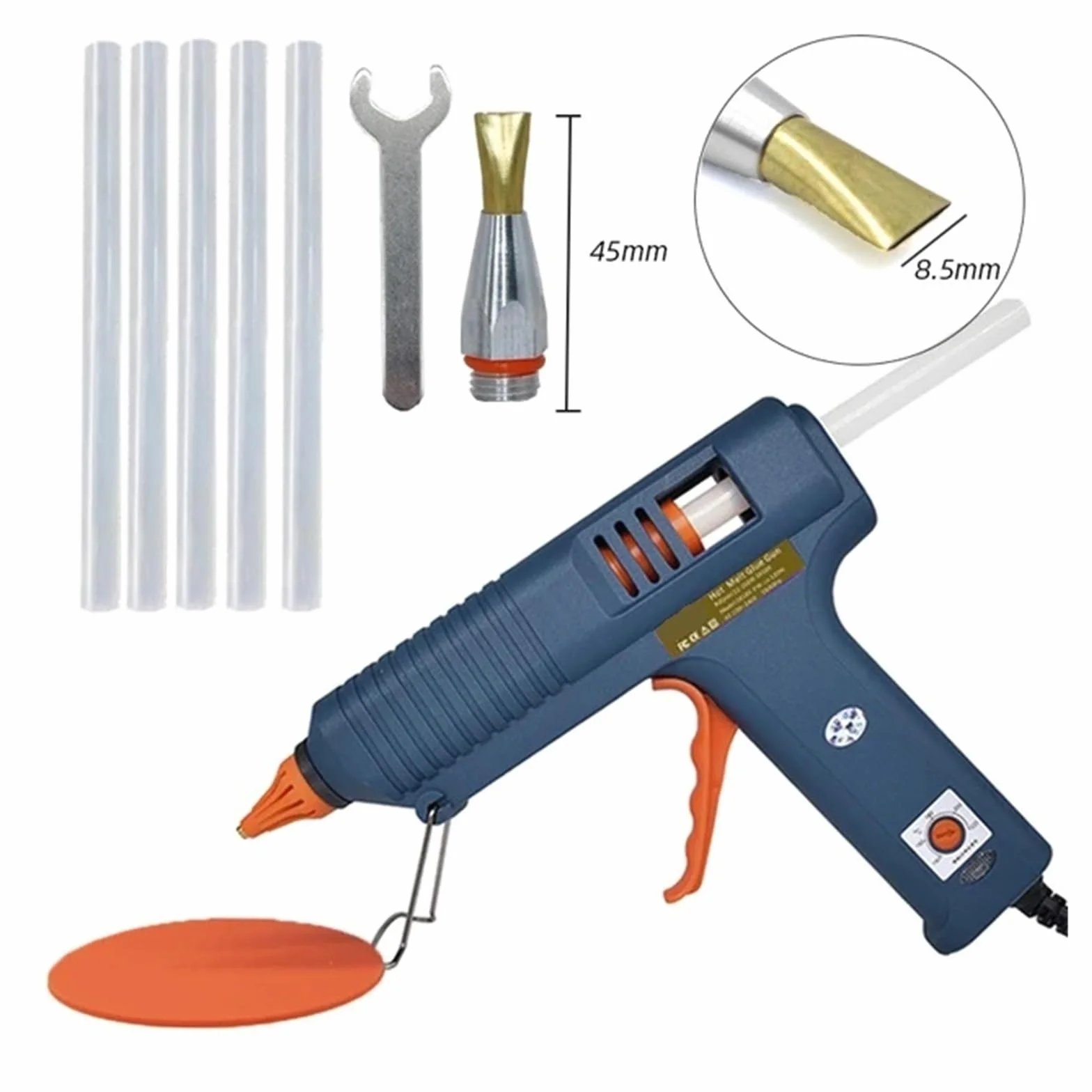 RUHEN Pistolet do klejenia na gorąco 150 W, regulowana temperatura, dysza pistoletu do kleju 11 mm, kleje w sztyfcie, profesjonalny przemysłowy pistolet do topienia, pistolet do klejenia