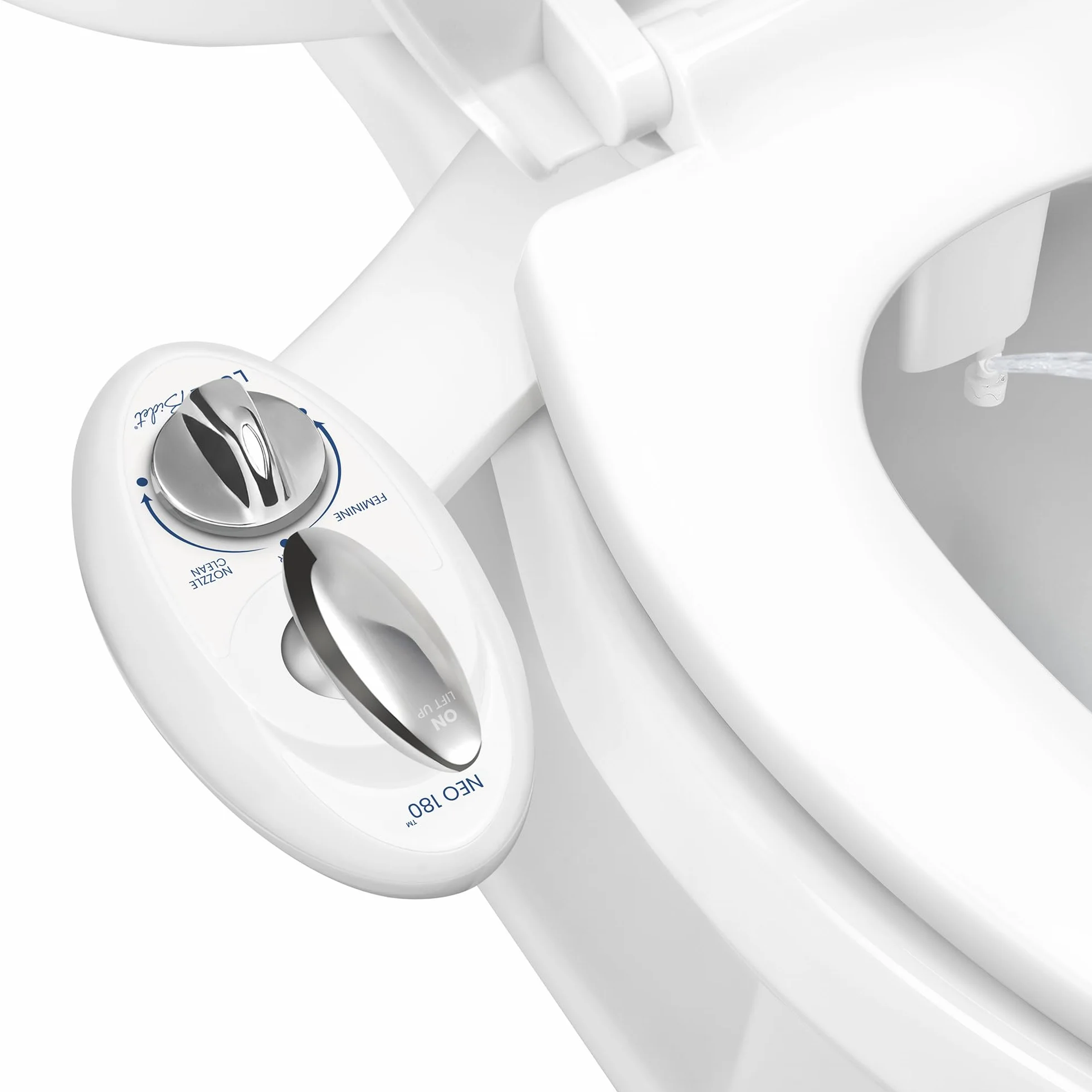 LUXE Bidet NEO 180 – samoczyszcząca podwójna dysza – nieelektryczna mechaniczna nasadka do toalety bidetu świeżej wody (biała i biała)