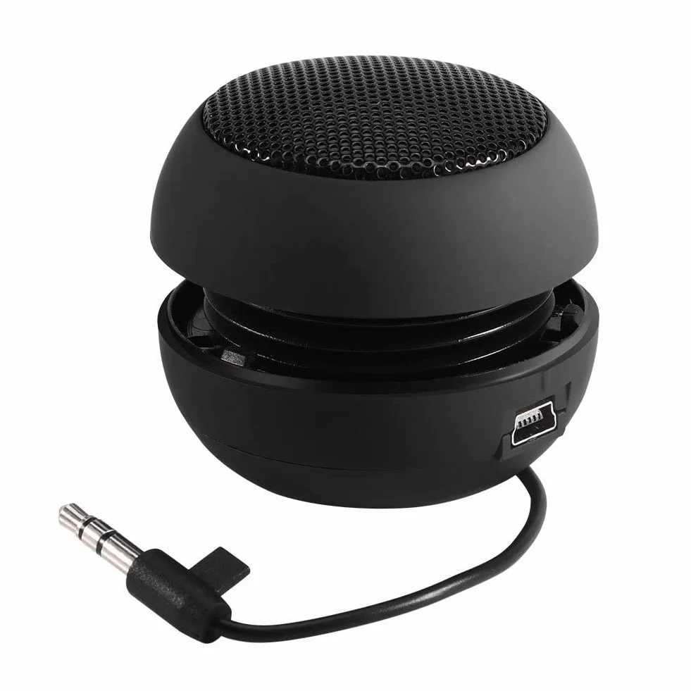 VBESTLIFE Mini głośnik przenośny hamburger akumulator uniwersalny przewodowy USB czarny