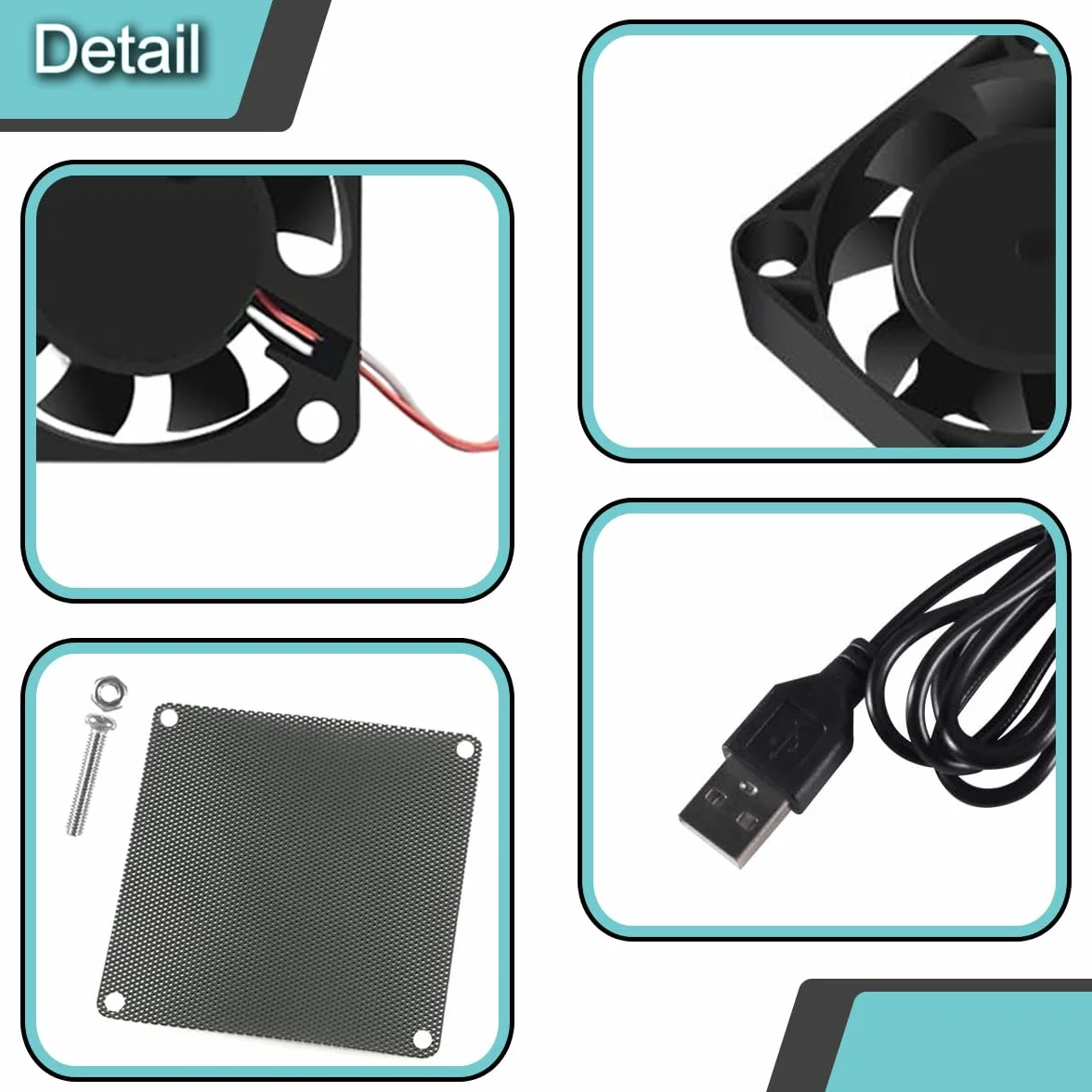 4 szt. 40 mm × 10 mm 4010 USB Bezszczotkowy wentylator chłodzący DC 5V 6200 obr./min z akcesoriami, do majsterkowania/testowania/drukarki 3D / obudowy PC/DVR/CPU/małych urządzeń gospodarstwa