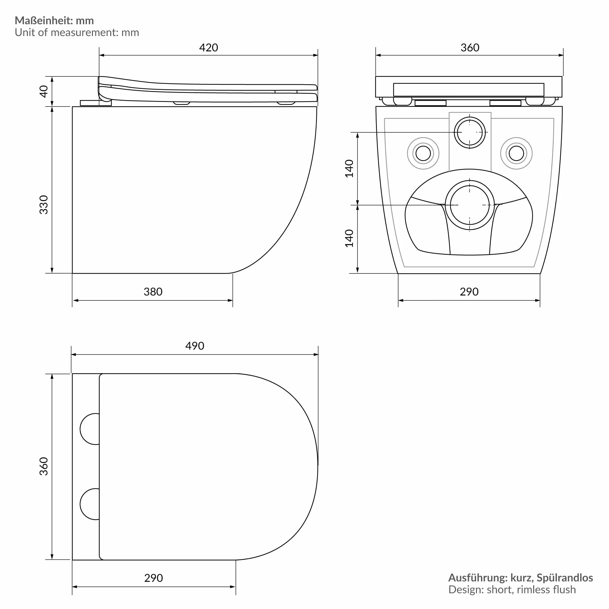 ECD Germany Rimless Toaleta wiszaca kompaktowa 49cm z powloka nano w odcieniu blyszczacej bieli ceramiczna miska z powloka antybakteryjna zdejmowana deska duroplastu z funkcja samoczynnego opuszczania