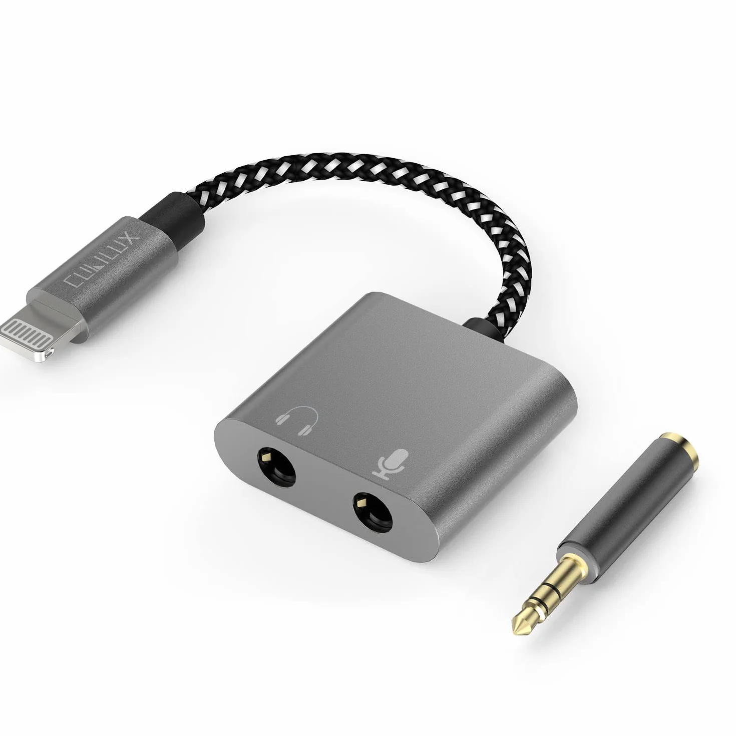 Cubilux Adapter Lightning do mikrofonu i słuchawek 3,5 mm dla iPhone 14/13/12/11/SE/XR/XS/8/7 iPad