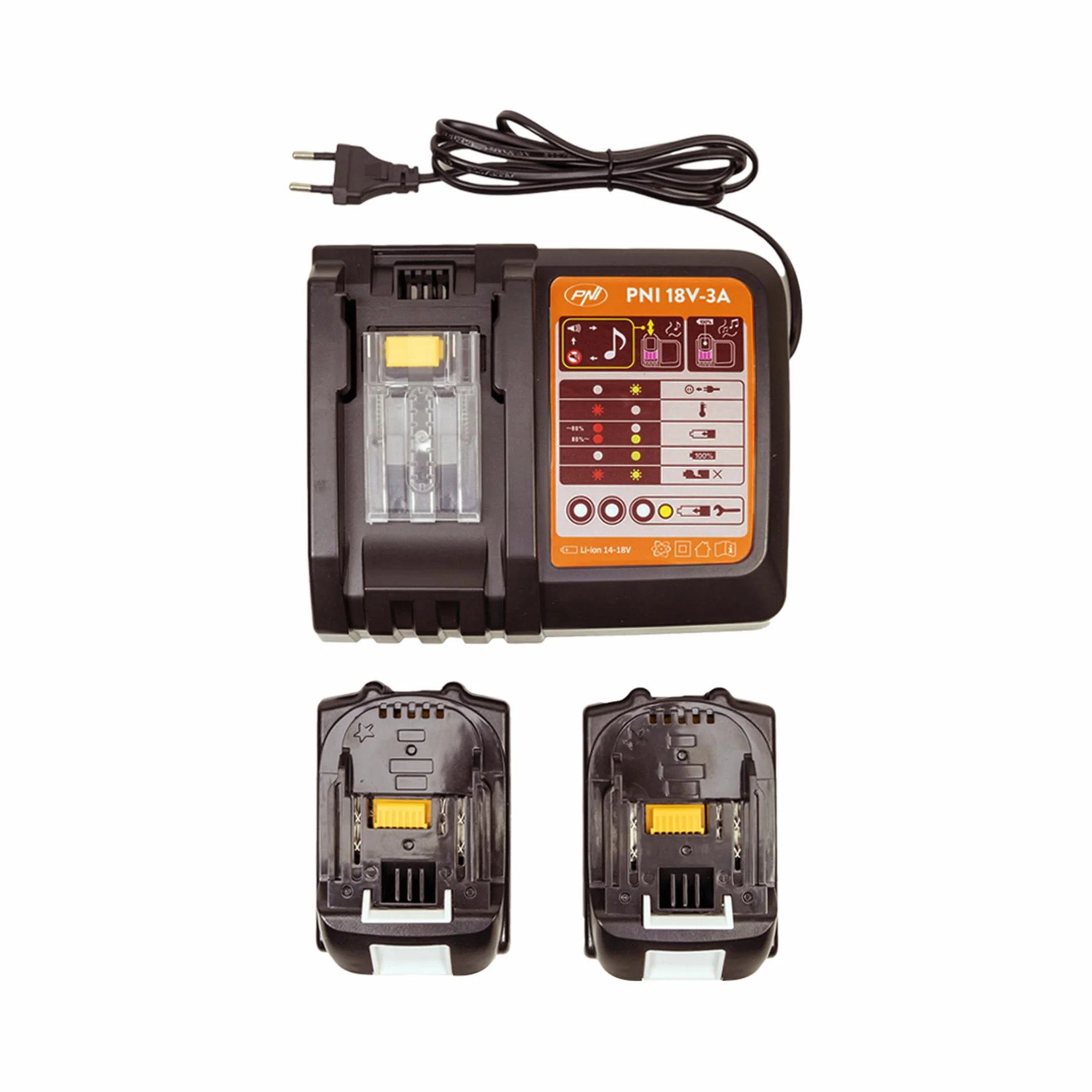 PNI WK450 zestaw elektronarzędzi z akumulatorami 18 V 5,0 Ah, ładowarka w zestawie