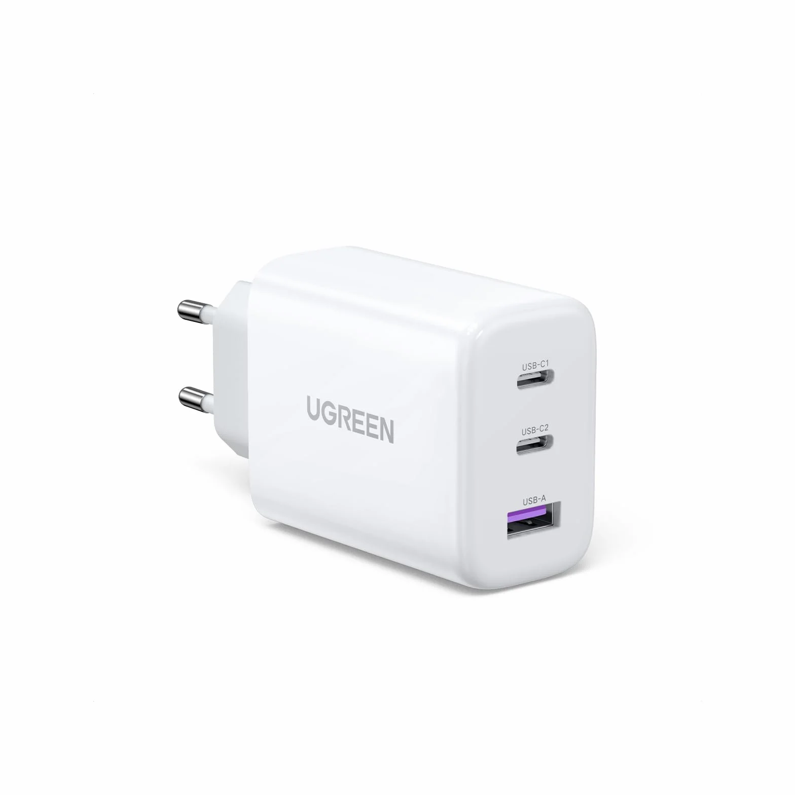 UGREEN 65W 3-portowa szybka ładowarka USB C kompatybilna z MacBook Pro, iPhone, Galaxy S23 Ultra, S22, S21 (Biały)